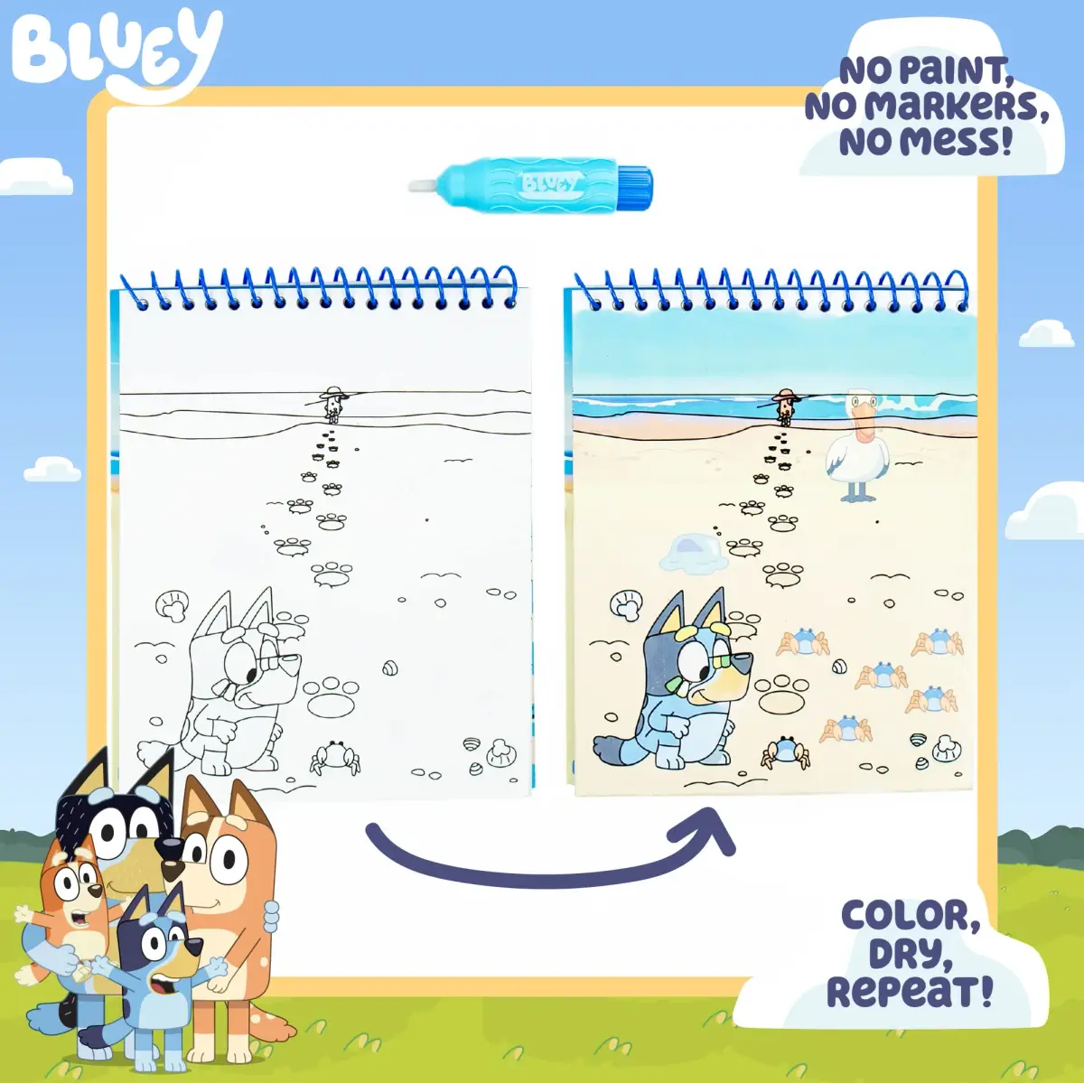 Horizon Group USA Bluey Aqua Art Pad with Water Pen | Reusable No-Mess Drawing & Coloring Activity Book for Kids Ages 3+ - view 2