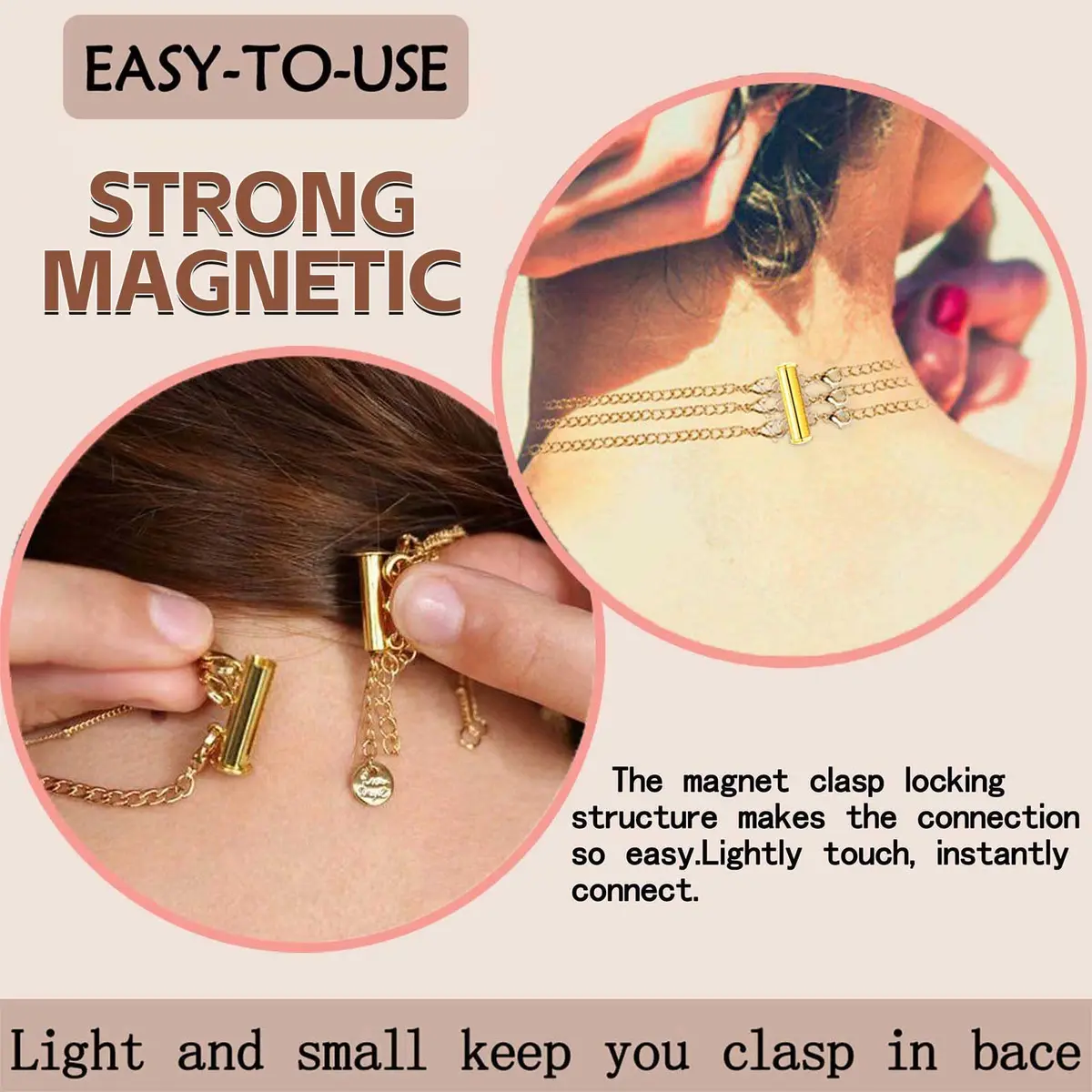 OHINGLT Necklace Layering Clasps Magnetic Slide Lock Clasp Multi Strands | Easy to Use, Brass, Gold & Silver Plated - view 3