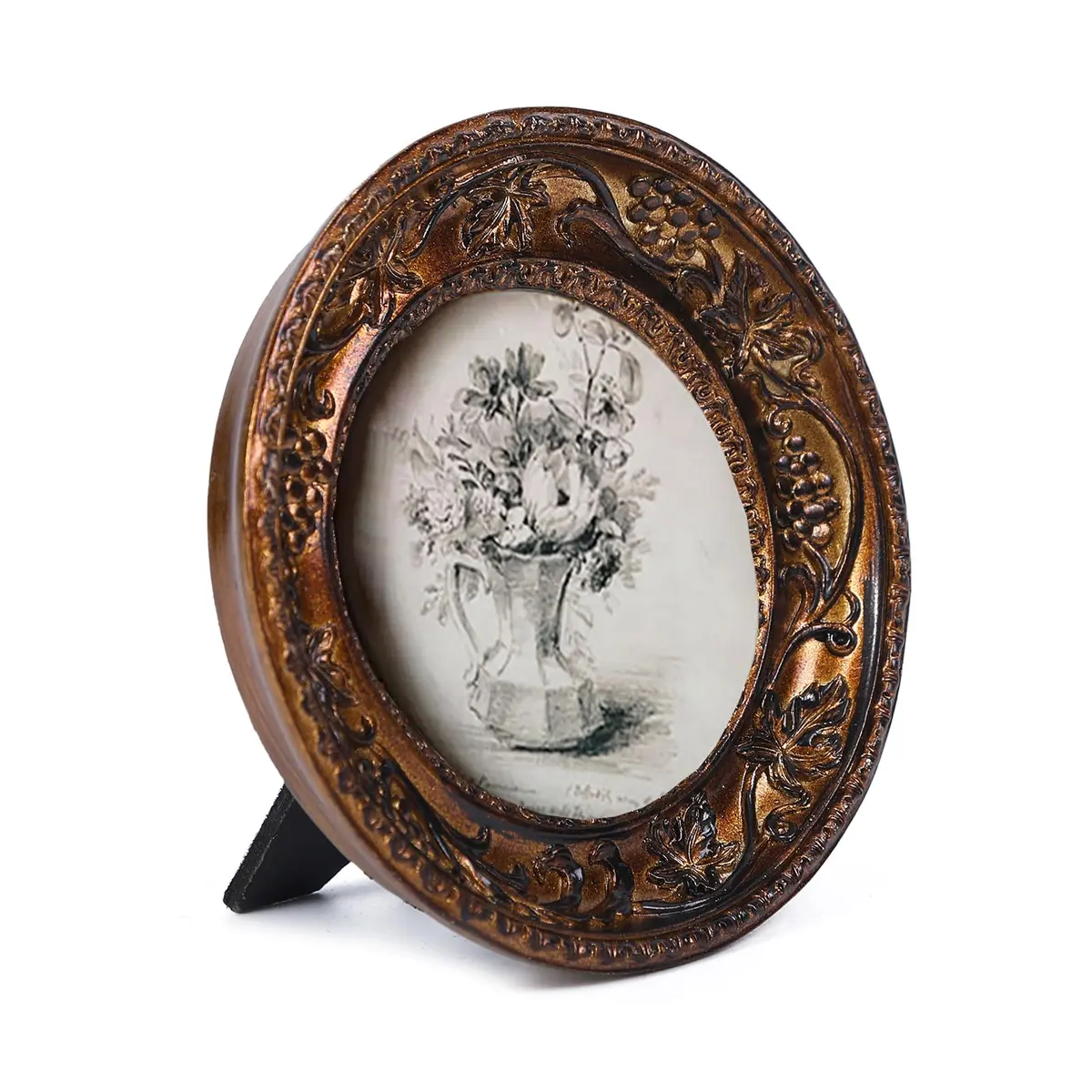 SIKOO Vintage Round Picture Frame 7.6cm (3x3 in) | Antique Bronze Gold Ornate Wall Decor - view 7
