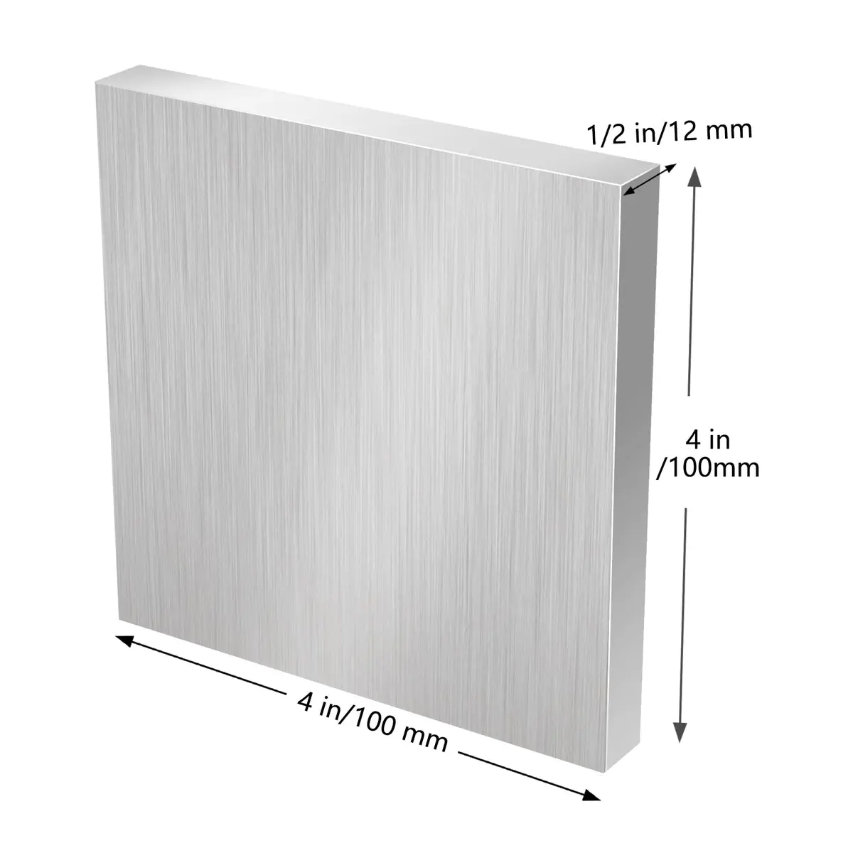 KSVZS Aluminum Bar 4" (100mm) x 4" (100mm) x 1/2" (12mm) | Solid Aluminum Plate 6061 CNC Precision - view 3