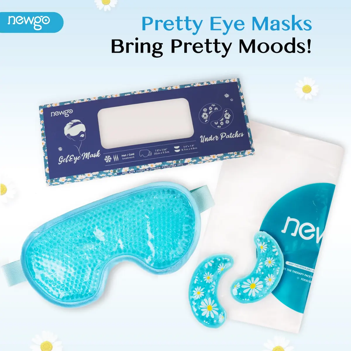NEWGO Cooling Eye Mask for Puffy Eyes | Dual-Sided Gel Ice & Heat Pack, Reusable, Brown - view 6