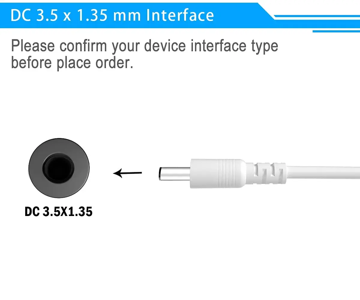 SIOCEN USB to 3.5mm Barrel Jack Charging Cable 100cm (3ft) White | Powers Foreo Luna & More - view 2