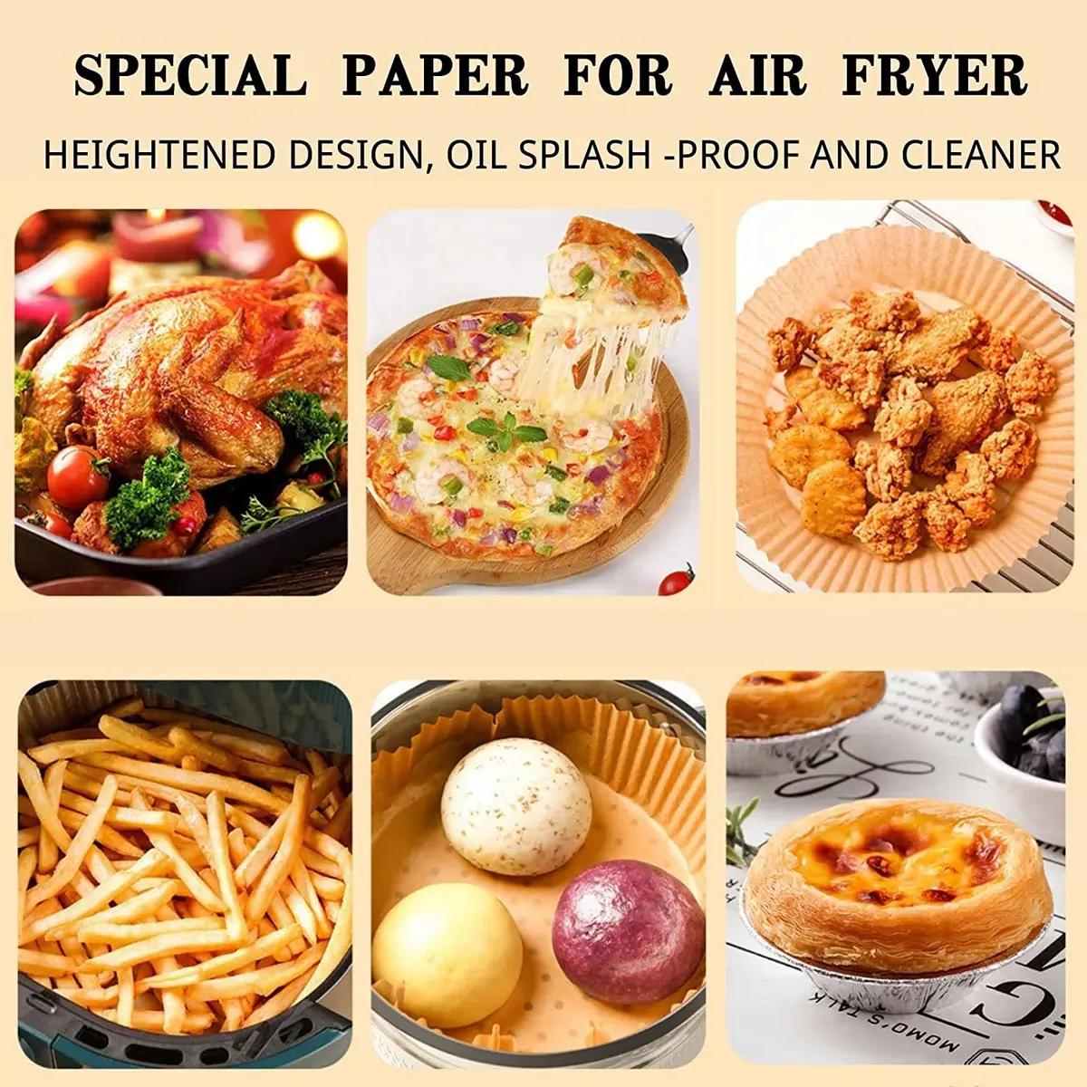 TOGOO Air Fryer Paper Liners 7.9" Round | Non-stick Disposable Parchment Sheets for Baking & Roasting - view 6