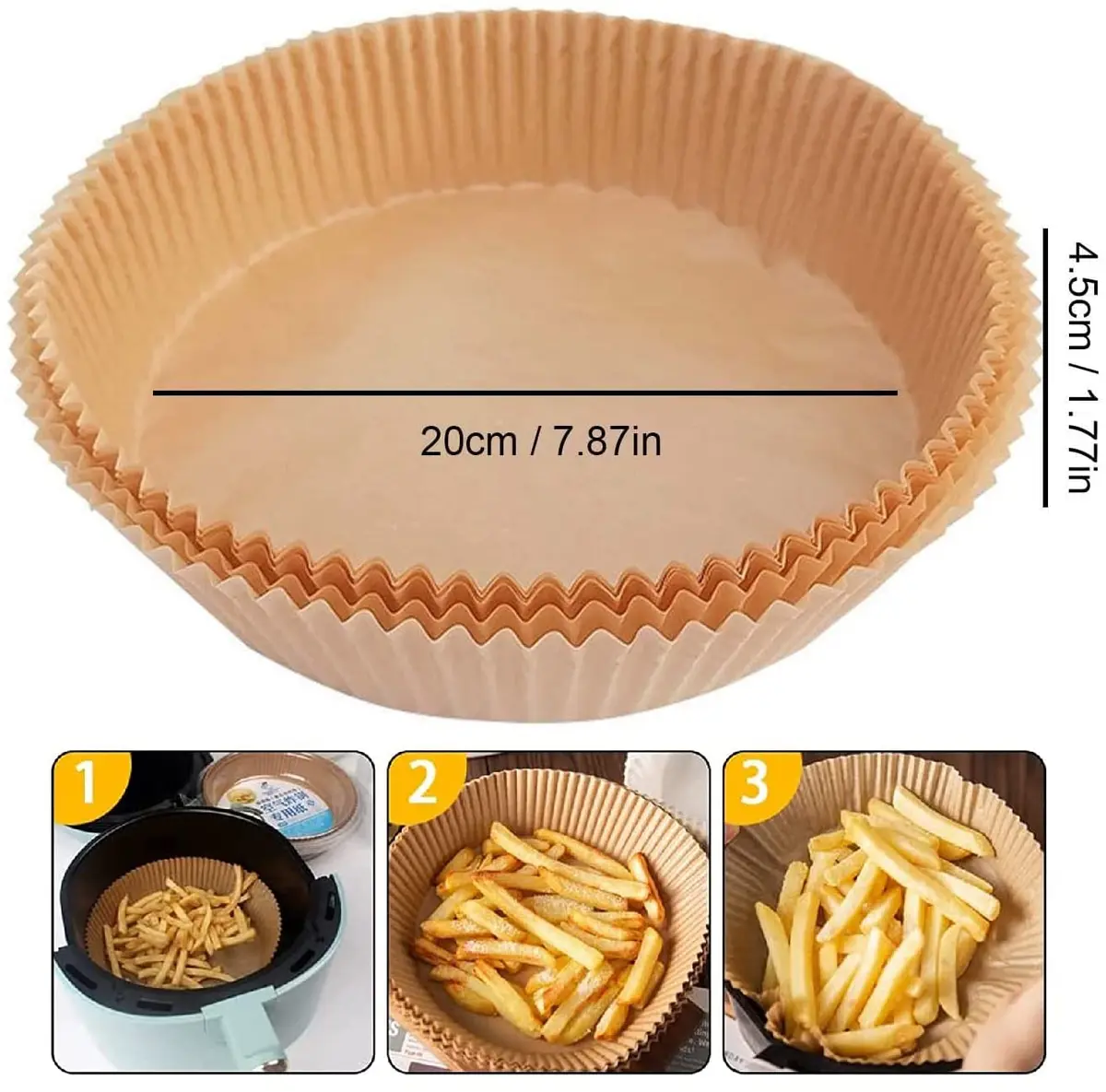 TOGOO Air Fryer Paper Liners 7.9" Round | Non-stick Disposable Parchment Sheets for Baking & Roasting - view 7