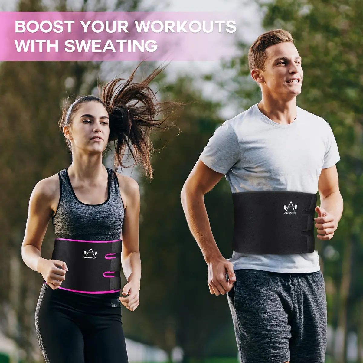 VIMUSFUN Waist Trimmer Belt for Women & Men | Sweat & Support Waist Trainer 8.5"x39" - view 6