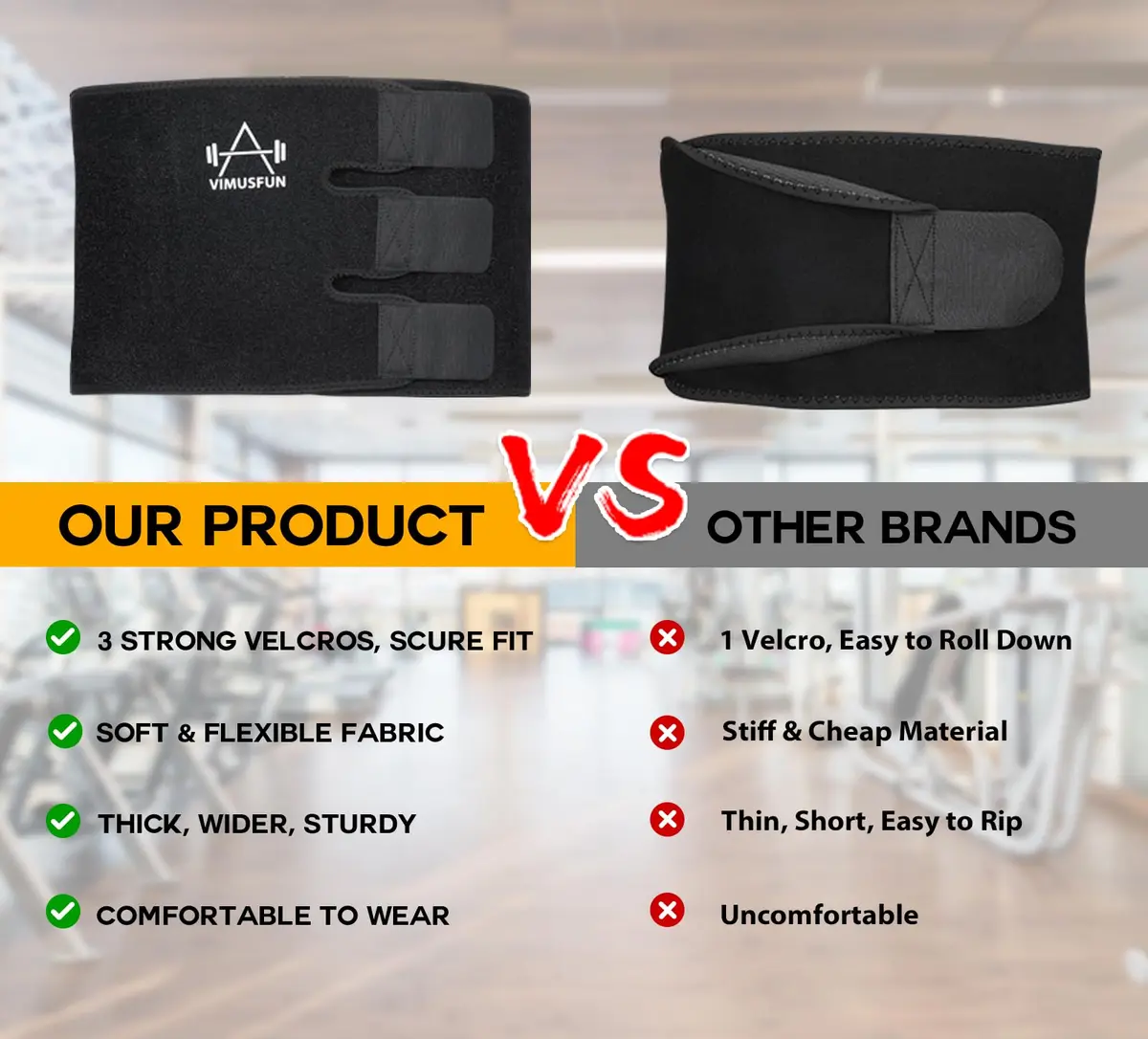 VIMUSFUN Waist Trimmer Belt for Women & Men | Sweat & Support Waist Trainer 8.5"x39" - view 3