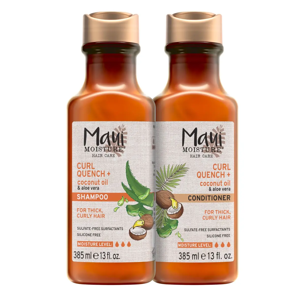 Maui Moisture Curl Quench + Coconut Oil Shampoo & Conditioner Set 384ml (13 Fl Oz) | Vegan, Silicone & Paraben-Free for Tight Curly Hair - main product image