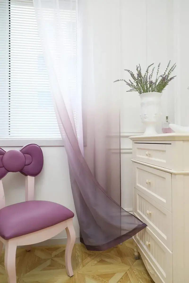 PHILEASY Gradient Purple Sheer Curtains 52"W x 84"L - Pack of 2 | Light-Filtering Rod Pocket Panels - view 2