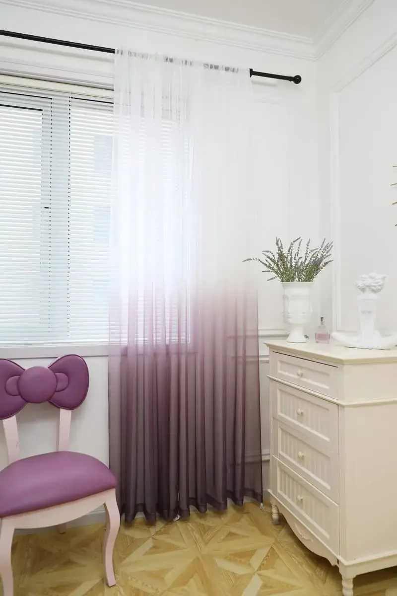 PHILEASY Gradient Purple Sheer Curtains 52"W x 84"L - Pack of 2 | Light-Filtering Rod Pocket Panels - view 3