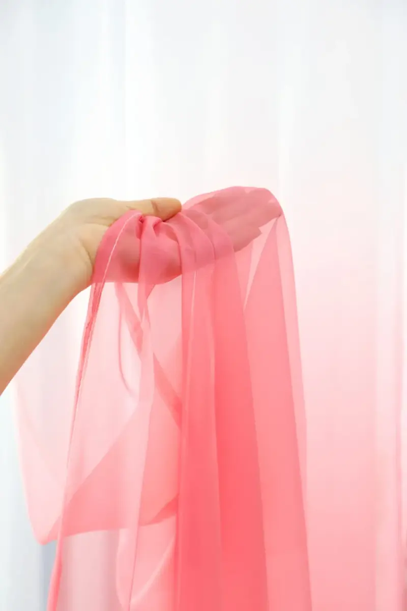PHILEASY Gradient Red Sheer Curtains 84 Inches Long, 2 Panels - Light-Filtering Rod Pocket - view 3