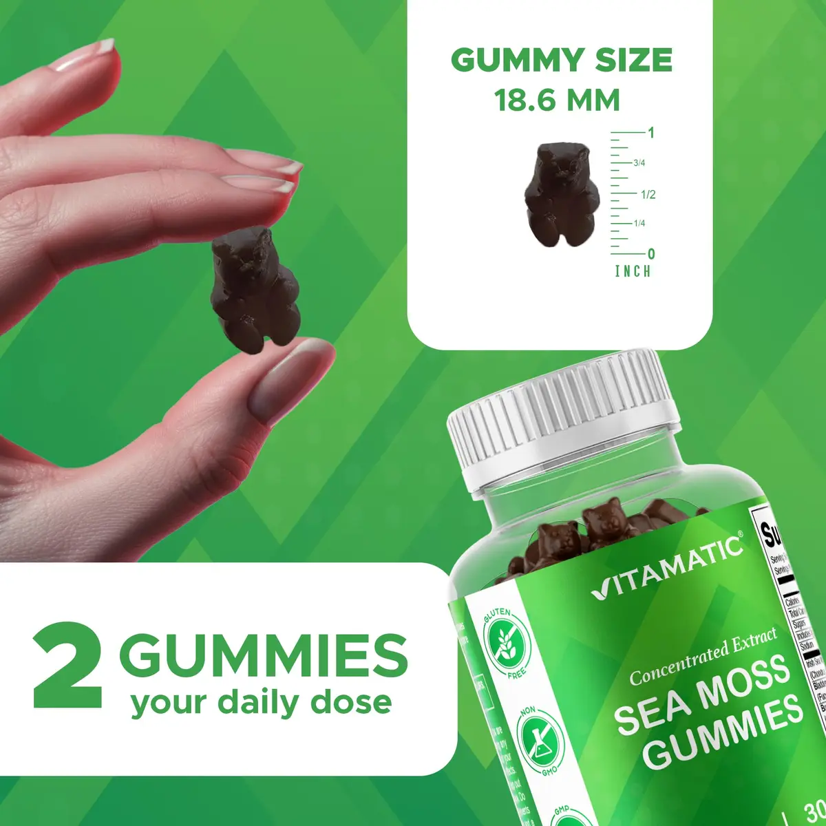 Vitamatic Sea Moss Gummies with Bladderwrack & Burdock, 60 Gummies | Vegan & Great-Tasting Herbal Supplement for Energy & Immunity - view 4