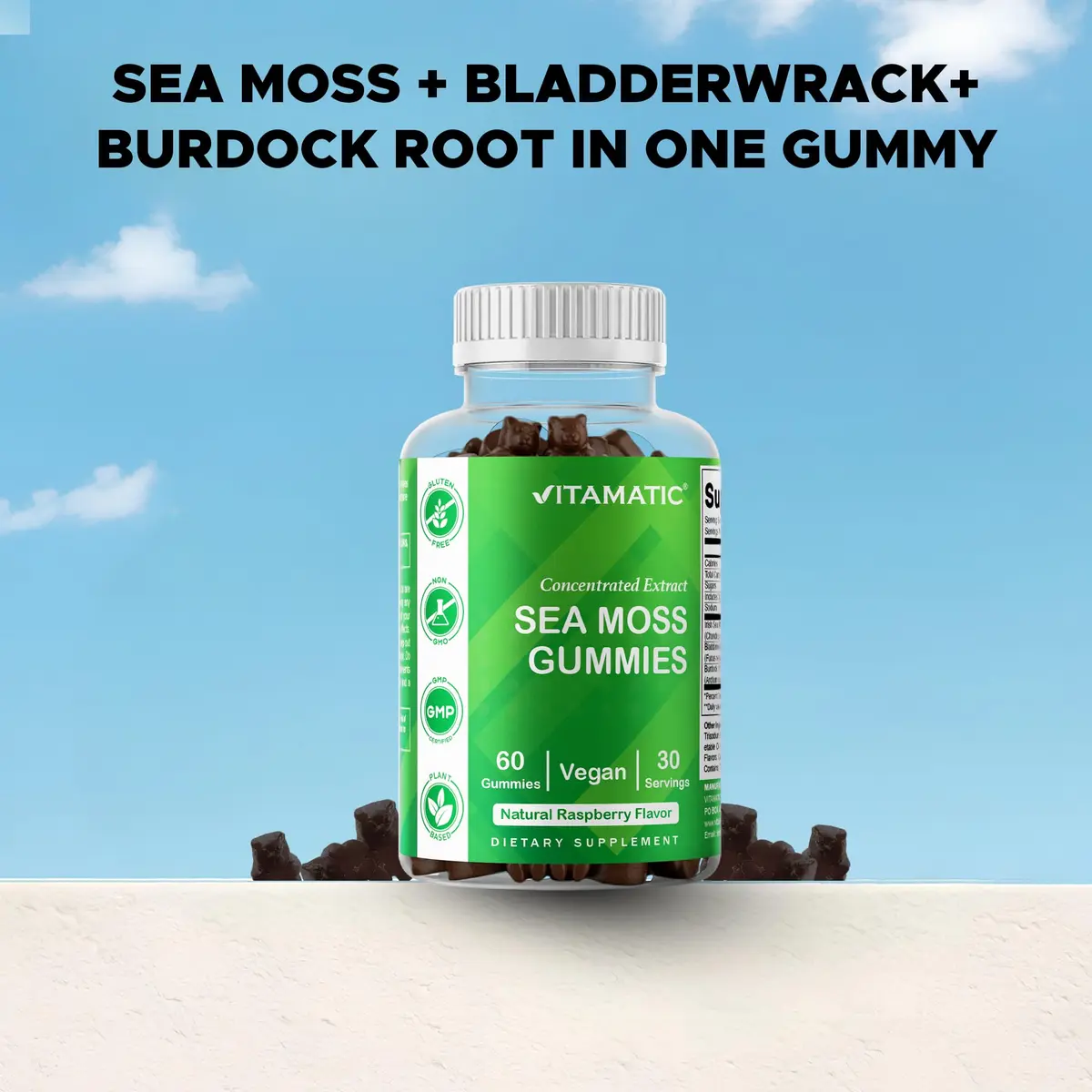 Vitamatic Sea Moss Gummies with Bladderwrack & Burdock, 60 Gummies | Vegan & Great-Tasting Herbal Supplement for Energy & Immunity - view 6