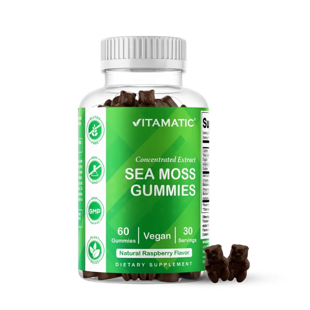 Vitamatic Sea Moss Gummies with Bladderwrack & Burdock, 60 Gummies | Vegan & Great-Tasting Herbal Supplement for Energy & Immunity - main product image