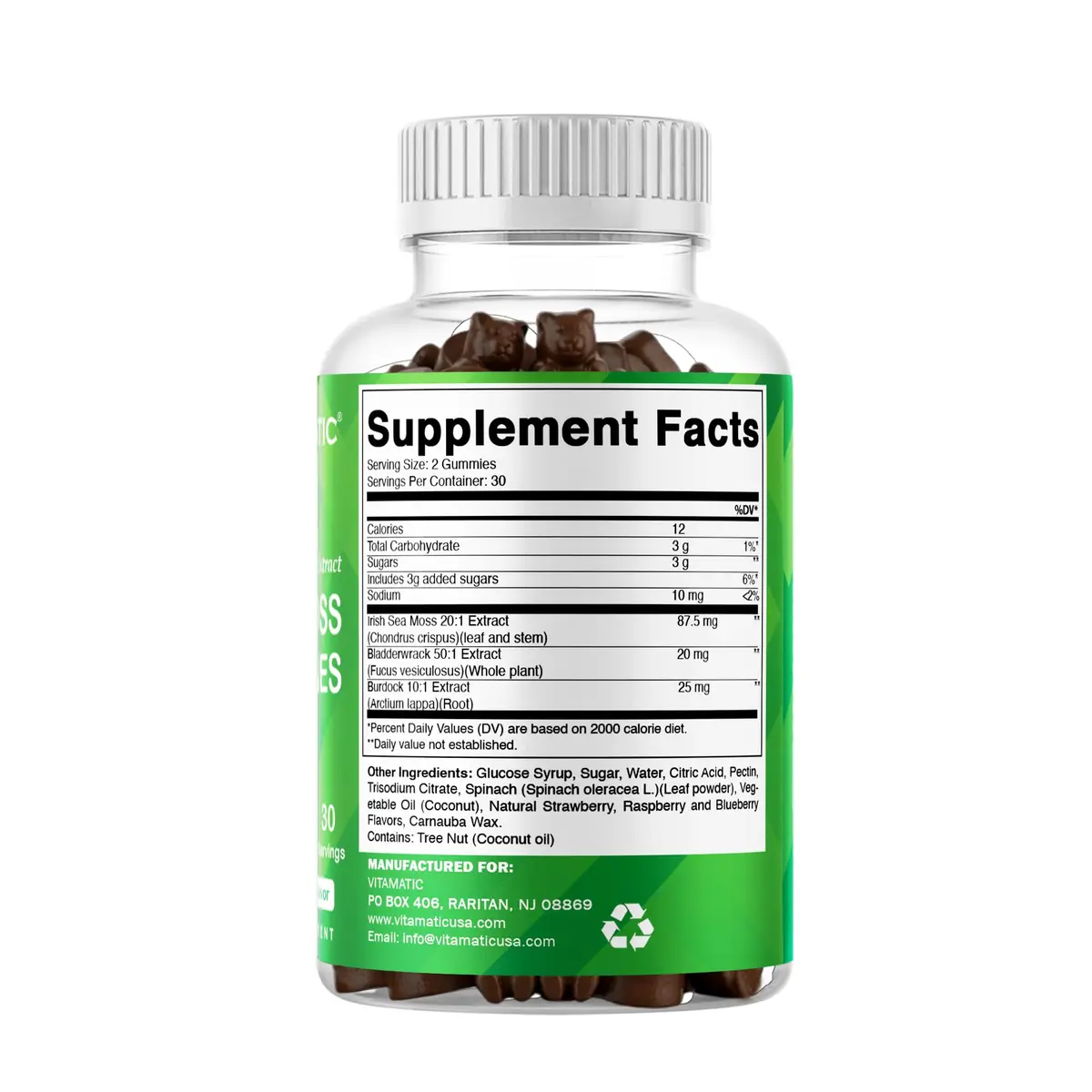 Vitamatic Sea Moss Gummies with Bladderwrack & Burdock, 60 Gummies | Vegan & Great-Tasting Herbal Supplement for Energy & Immunity - view 9