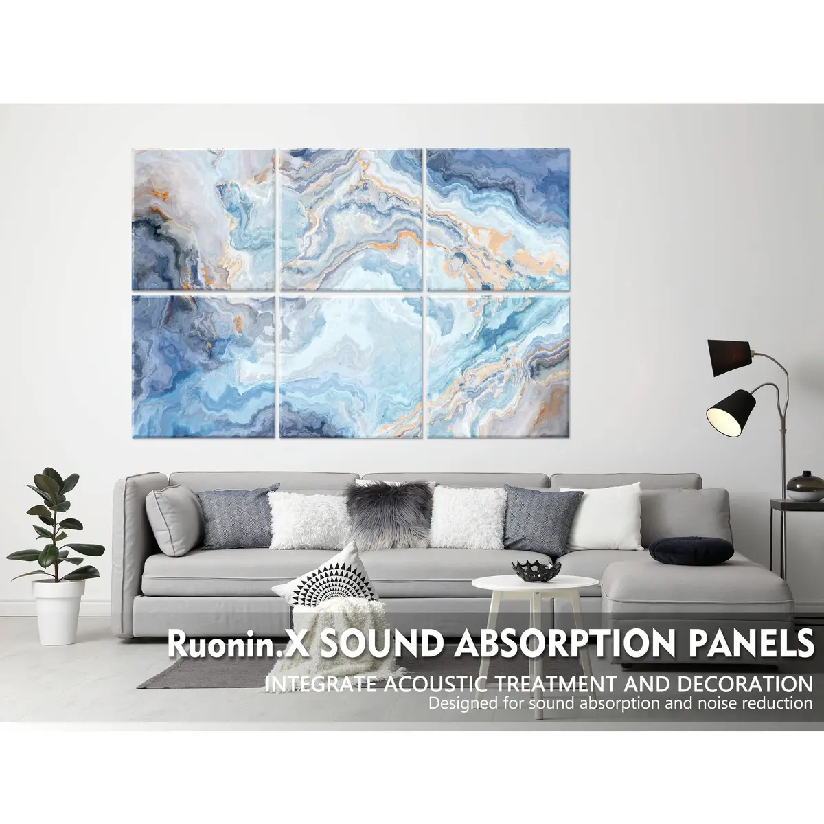 Ruonin.X Decorative Acoustic Wall Art Panels | Sound Absorbing & Stylish 72"x48" - view 2