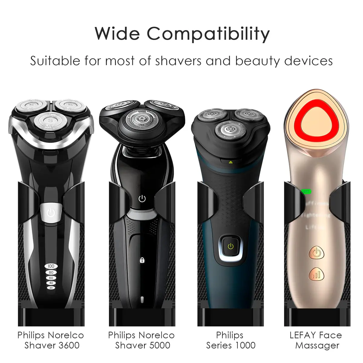 Linkidea 2 Pack Wall Mount Razor Holder | Self-Adhesive Bathroom Organizer for Philips 7, 9 Series, Black - view 2