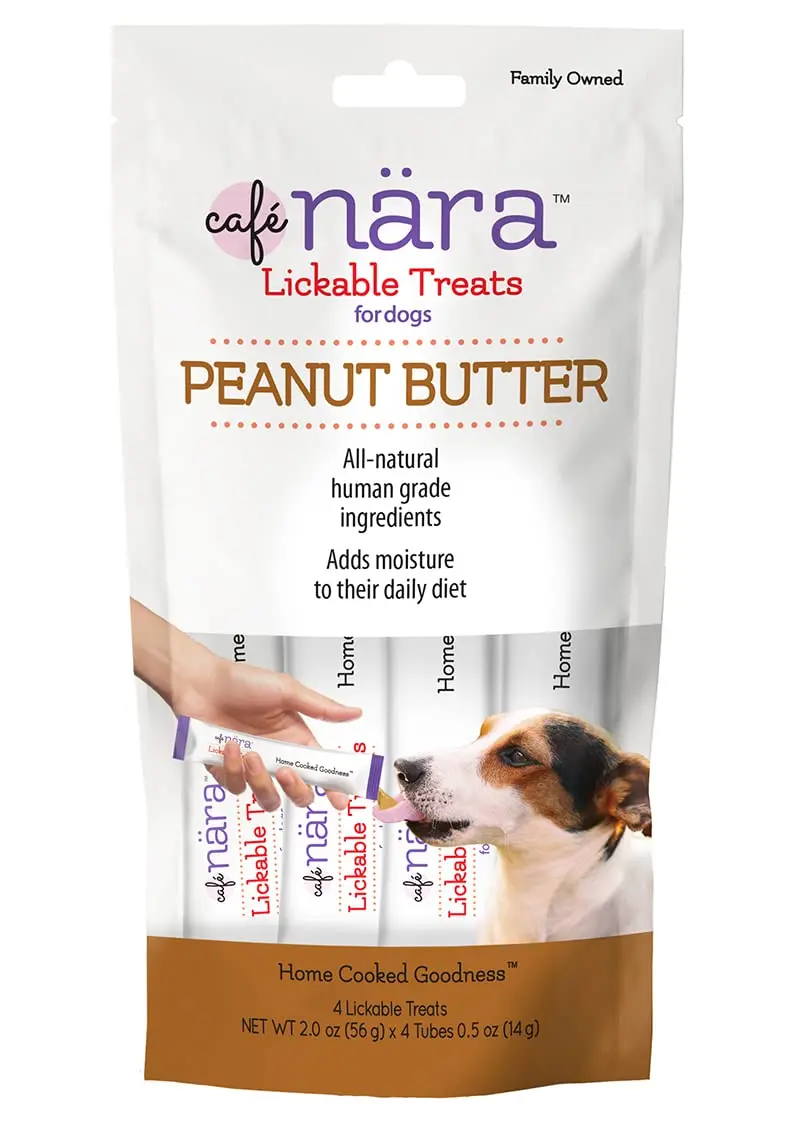 Cafe Nara Peanut Butter Lickable Dog Treats 0.5 oz Tubes | Hydrating, Grain-Free, Picky Eater Friendly - main product image