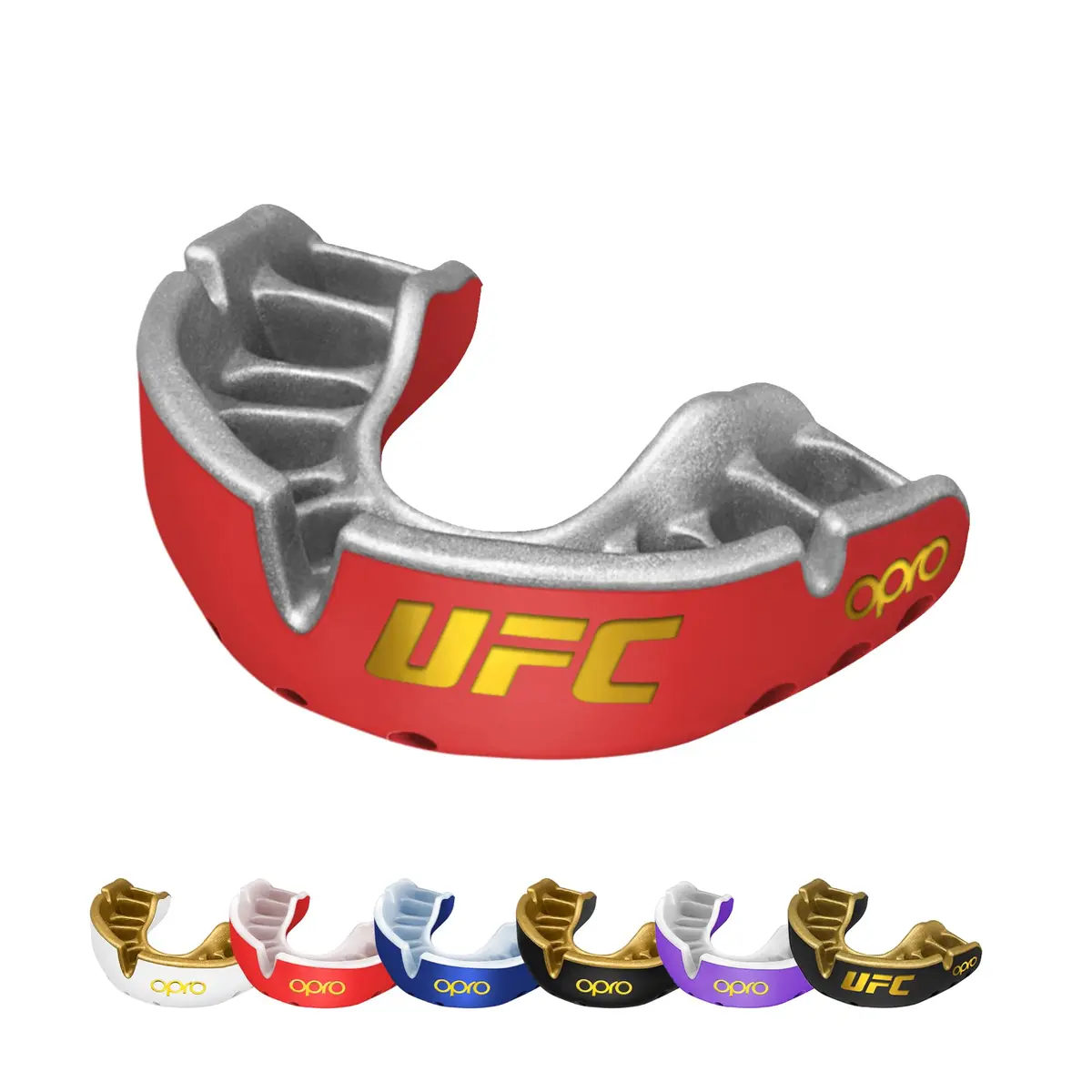 OPRO Gold Level UFC Moldable Mouth Guard, Premium Fit (Red/Silver) | Impact-Absorbing, Custom Fit for Athletes - main product image