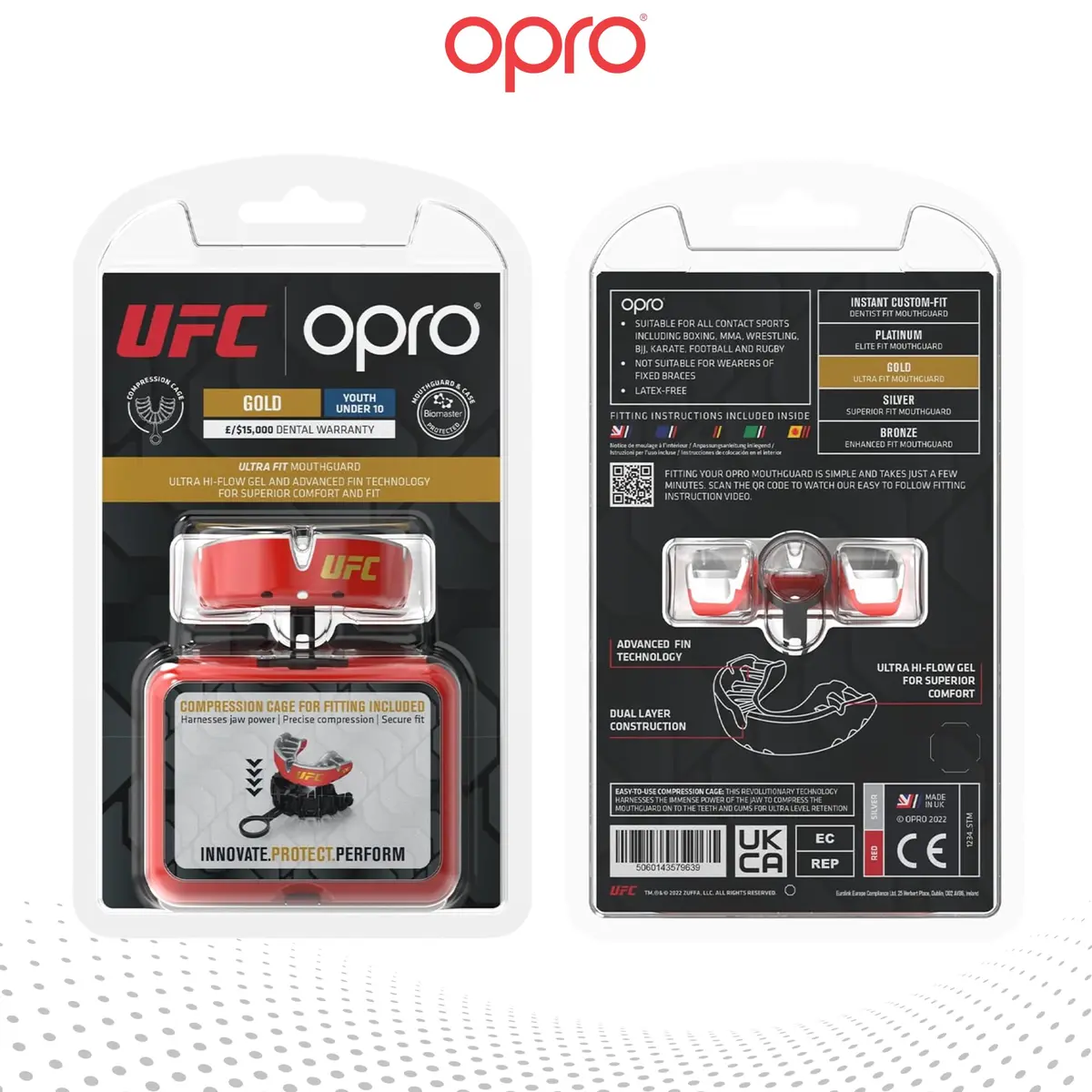 OPRO Gold Level UFC Moldable Mouth Guard, Premium Fit (Red/Silver) | Impact-Absorbing, Custom Fit for Athletes - view 6