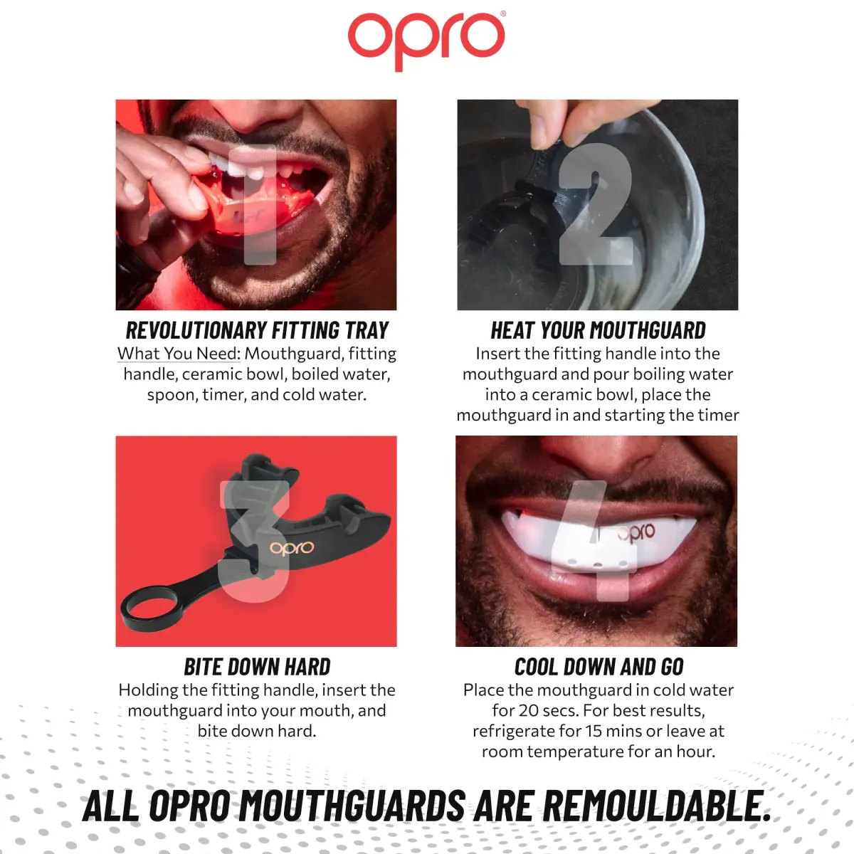 OPRO Bronze Level UFC Moldable Mouth Guard Essential Fit (White) 1 Unit | Custom Fit for Impact Sports - view 5