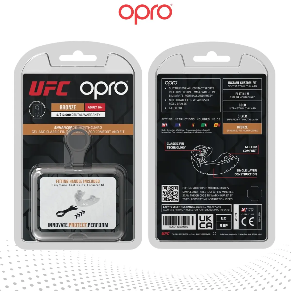 OPRO Bronze Level UFC Moldable Mouth Guard Essential Fit (White) 1 Unit | Custom Fit for Impact Sports - view 7