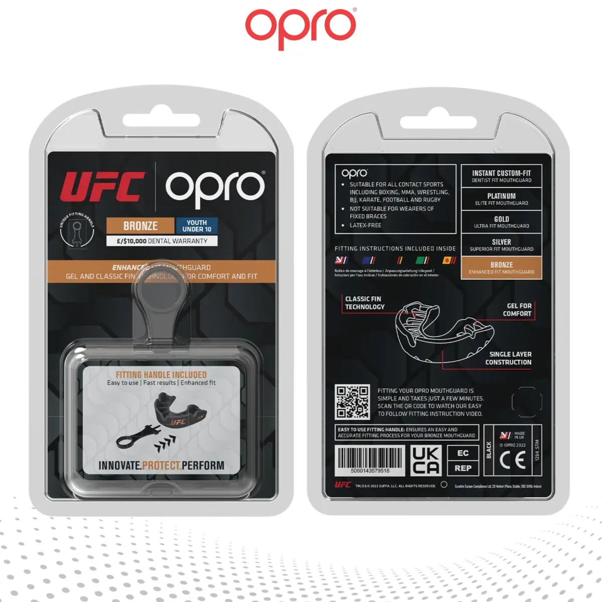OPRO Bronze Level Youth UFC Moldable Mouth Guard Essential Fit (Black) | Boxing, MMA, Sports Protection - view 7
