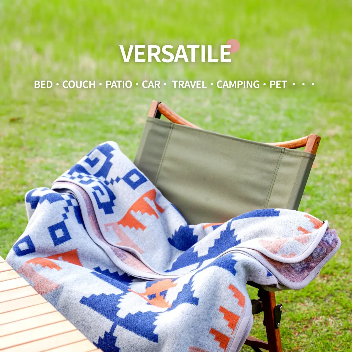 ACUSHLA Merino Wool Camp Blanket 79x63 in Grey | Thick, Washable, All Weather Outdoor Blanket - view 5