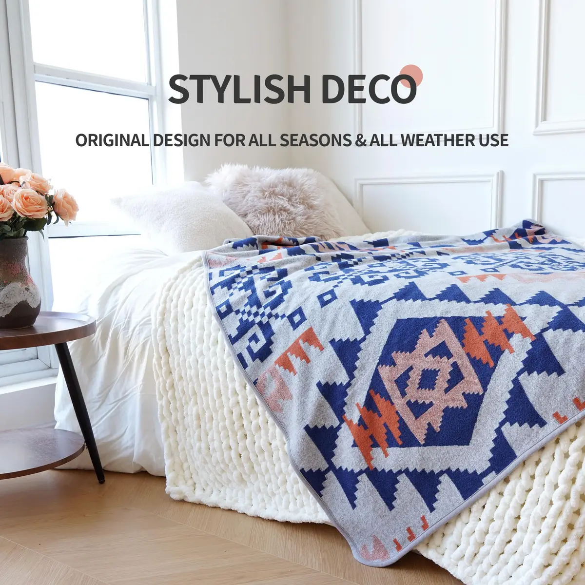 ACUSHLA Merino Wool Camp Blanket 79x63 in Grey | Thick, Washable, All Weather Outdoor Blanket - view 2