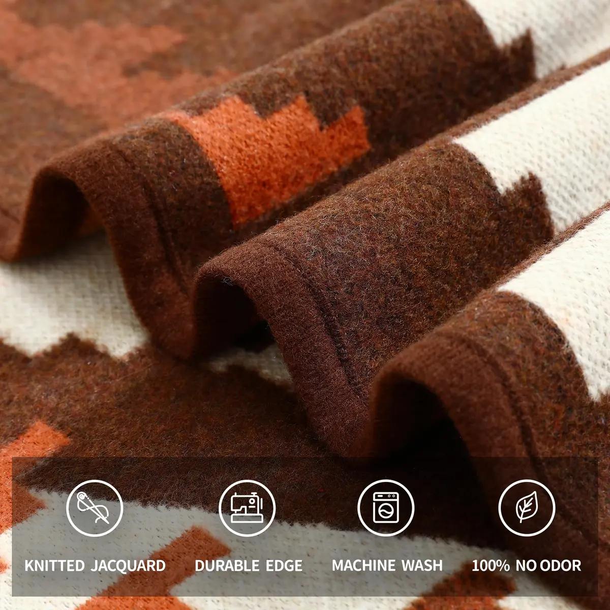 ACUSHLA Merino Wool Camping Blanket Aztec Brown | Breathable, Warm & Soft (70-120 chars) - view 4