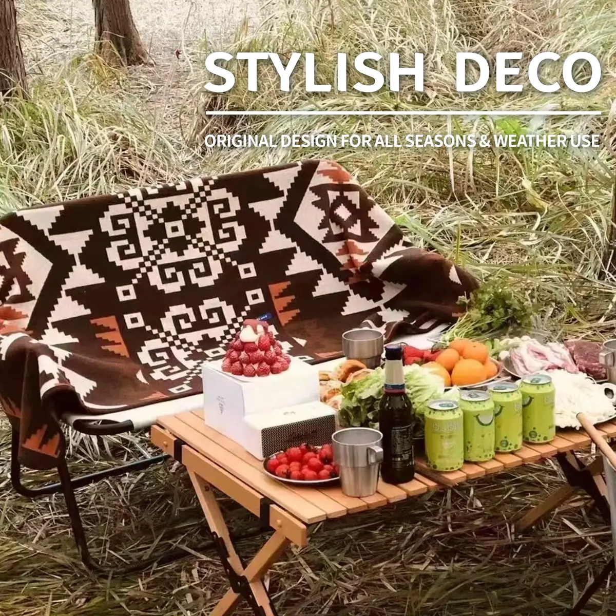 ACUSHLA Merino Wool Camping Blanket Aztec Brown | Breathable, Warm & Soft (70-120 chars) - view 5