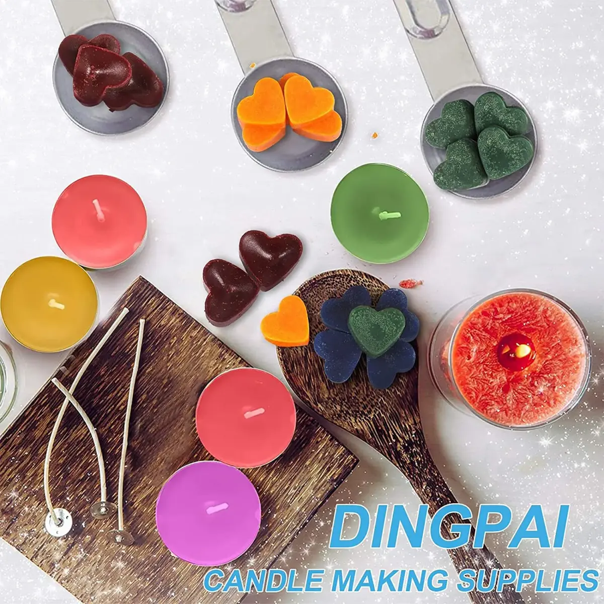 DINGPAI Candle Making Kit with 1300ml Pouring Pot, 1LB Soy Wax, 50 Cotton Wicks & Dyes | All-Season Craft Supplies - view 6