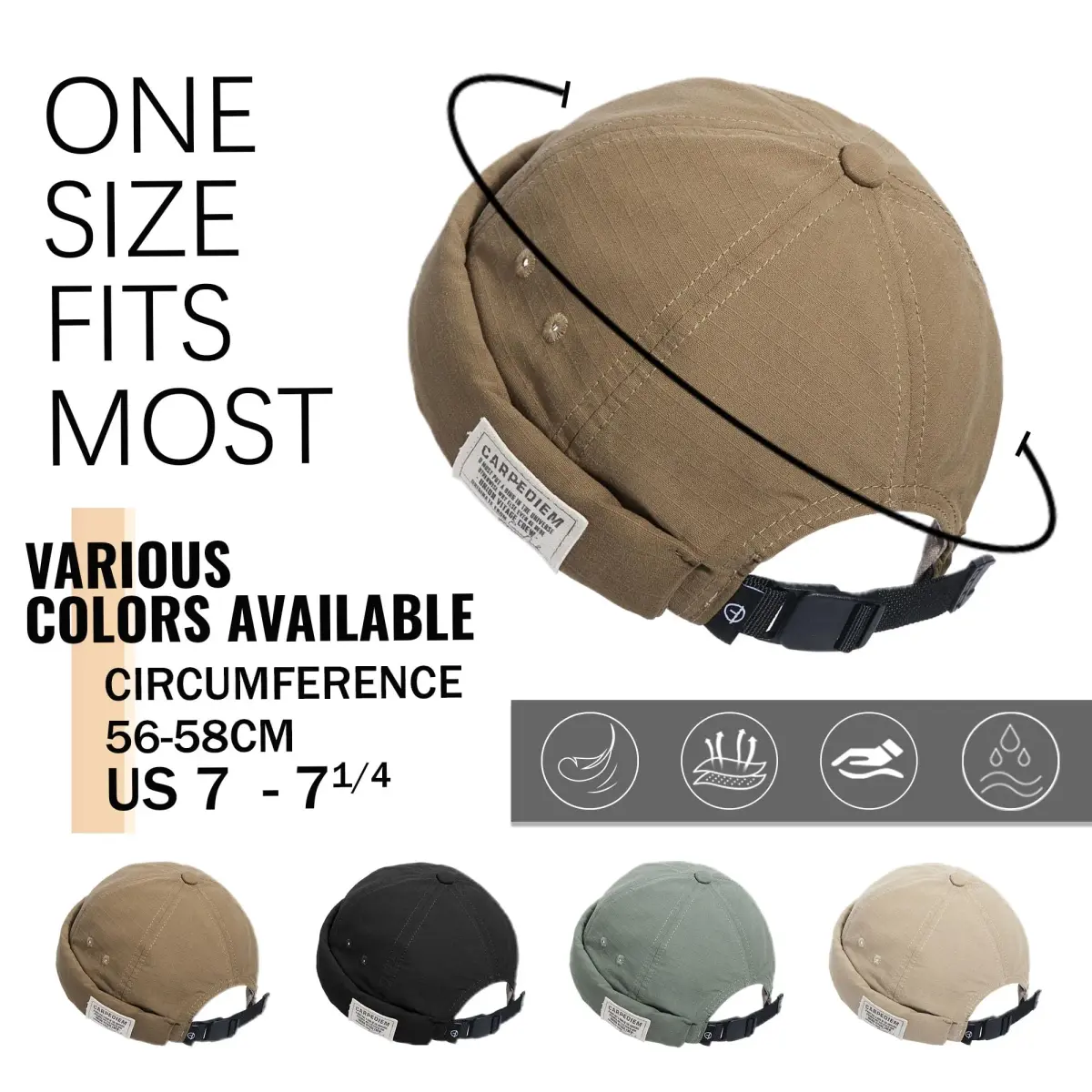 Croogo Retro Worker Cap Vintage Brimless Beanie Hat 56-60cm (22.04-23.62 inches) | Casual Cotton Hat for All Seasons - view 4