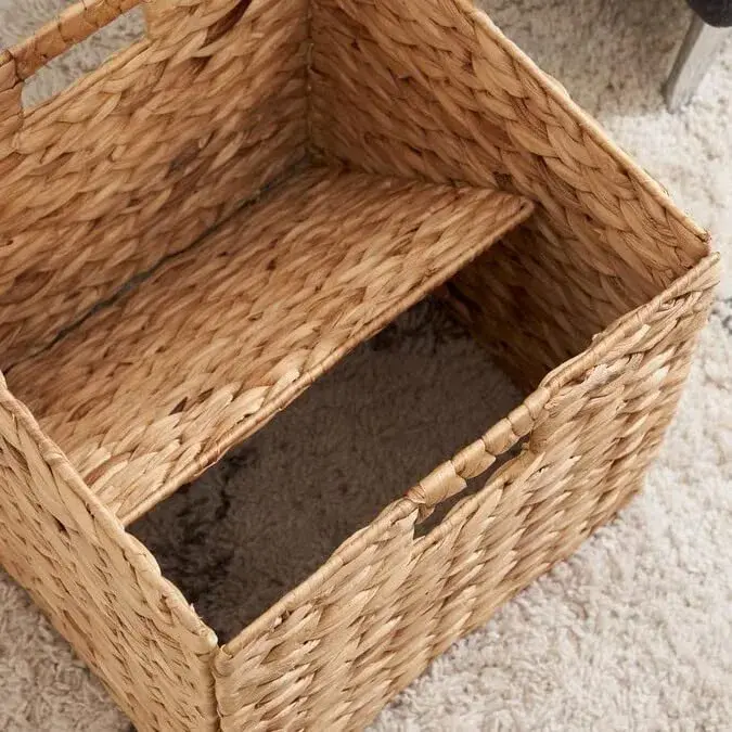 M4DECOR Water Hyacinth Storage Baskets, 12x12x12in (30x30x30cm) Cube Bins, Set of 6 | Natural Woven Baskets for Shelves - view 3