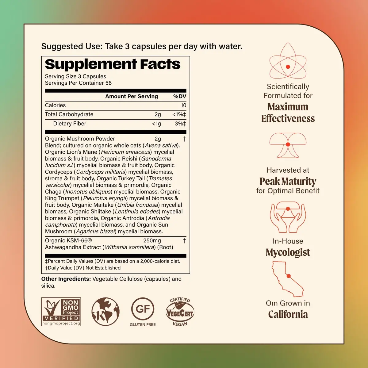 OM MUSHROOM SUPERFOOD Master Blend Mushroom Capsules 168 Count | Supports Immunity & Stress Relief - view 8