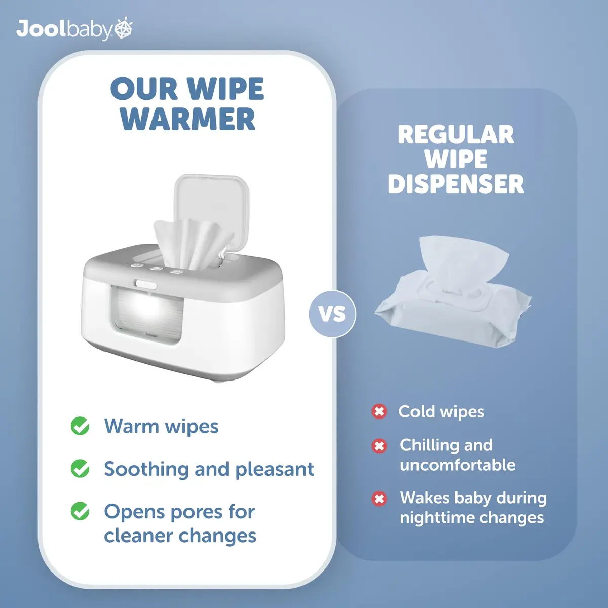 Jool Baby TinyBums Baby Wipe Warmer & Dispenser with LED Changing Light & On/Off Switch (Gray) | Safe Warmth for Night Diaper Changes - view 5
