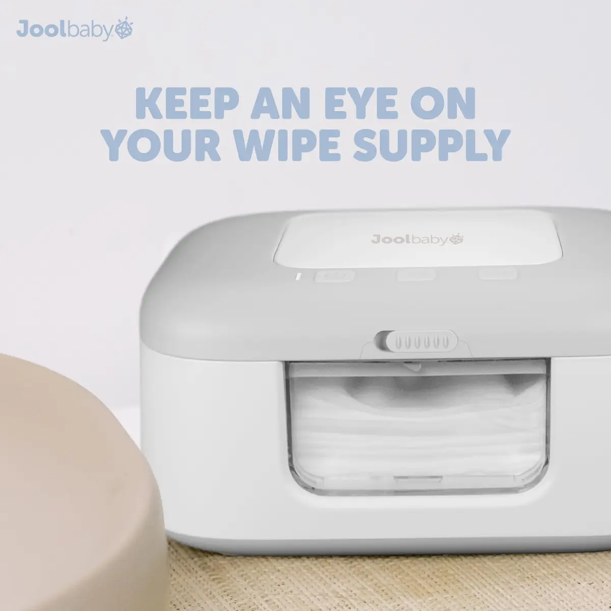 Jool Baby TinyBums Baby Wipe Warmer & Dispenser with LED Changing Light & On/Off Switch (Gray) | Safe Warmth for Night Diaper Changes - view 7