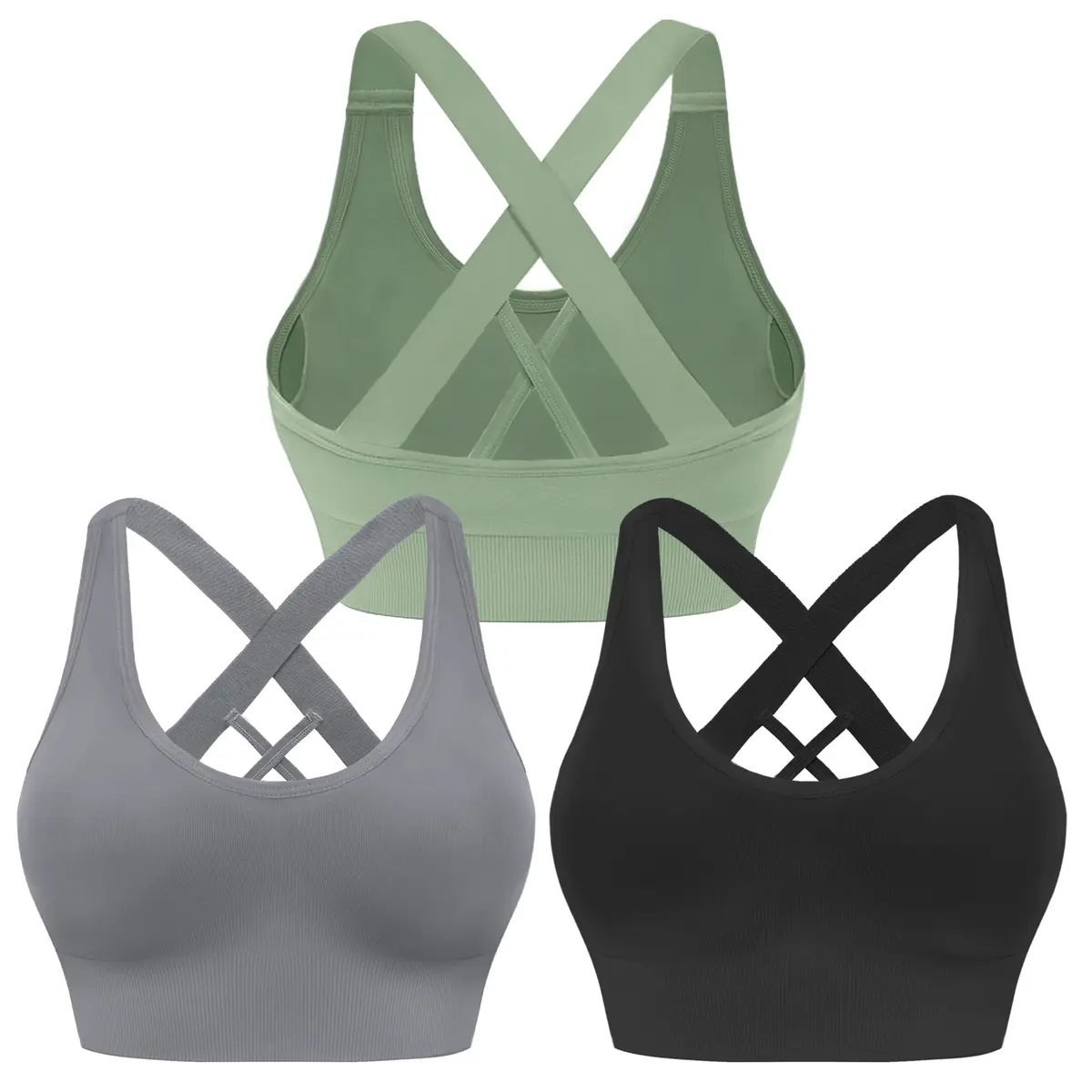 Evercute Sports Bra for Women Padded Medium Support Criss Cross Strappy Bras Seamless High Impact Yoga Exercise Athletic Bras | Supportive & Stylish - main product image