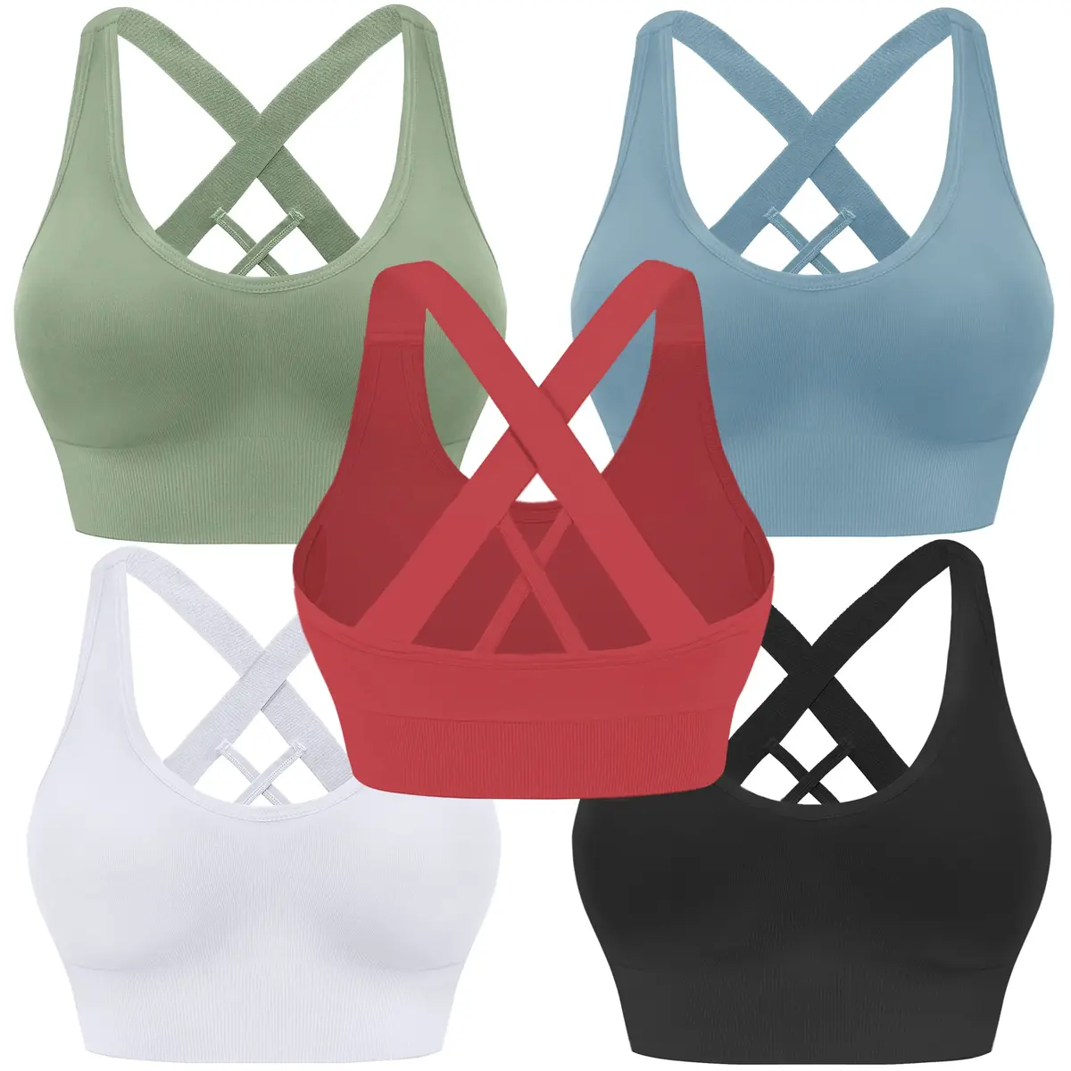 Evercute Sports Bra for Women Padded Medium Support Criss Cross Strappy Bras Seamless High Impact Yoga Exercise Athletic Bras | Supportive & Stylish - main product image