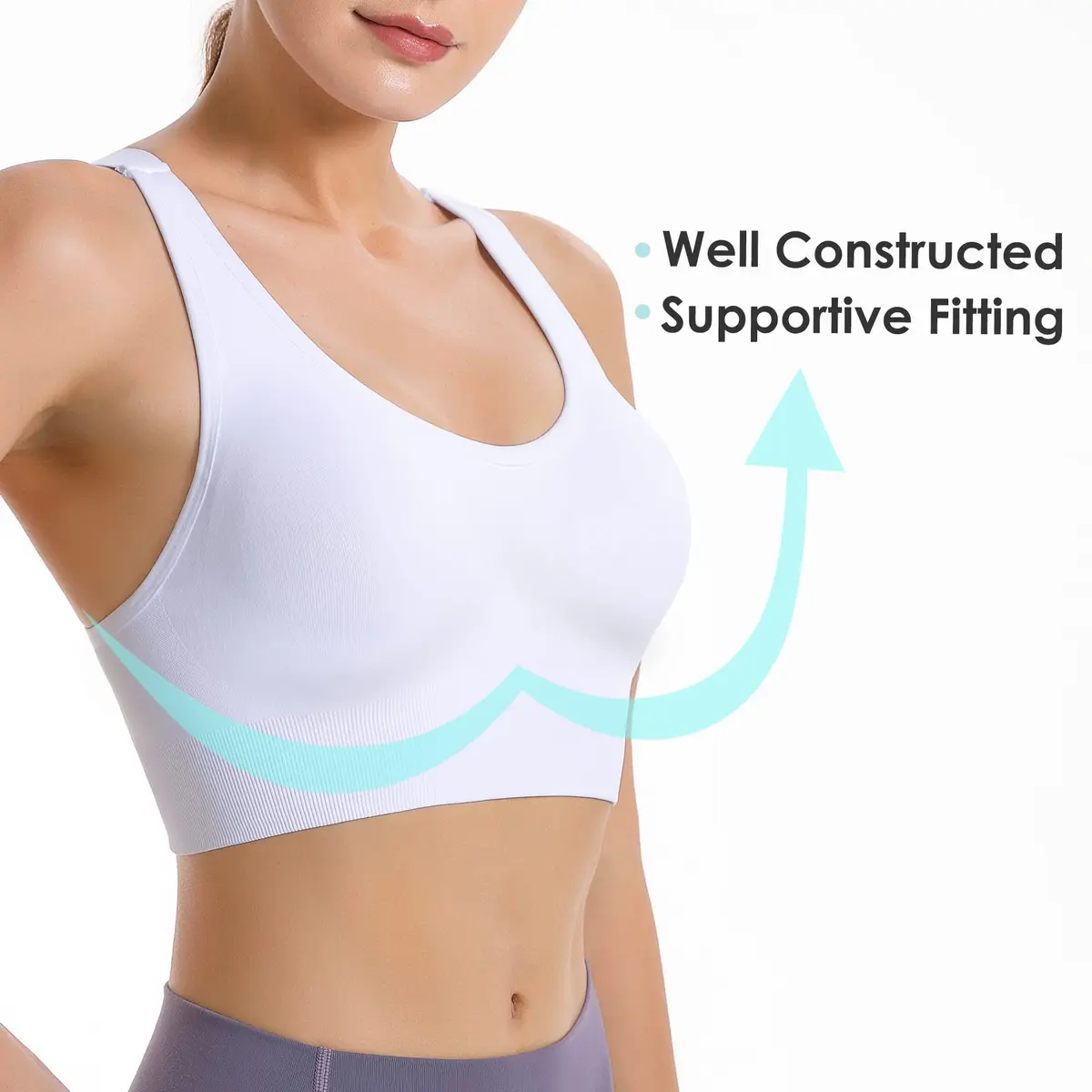 Evercute Sports Bra for Women Padded Medium Support Criss Cross Strappy Bras Seamless High Impact Yoga Exercise Athletic Bras | Supportive & Stylish - view 4