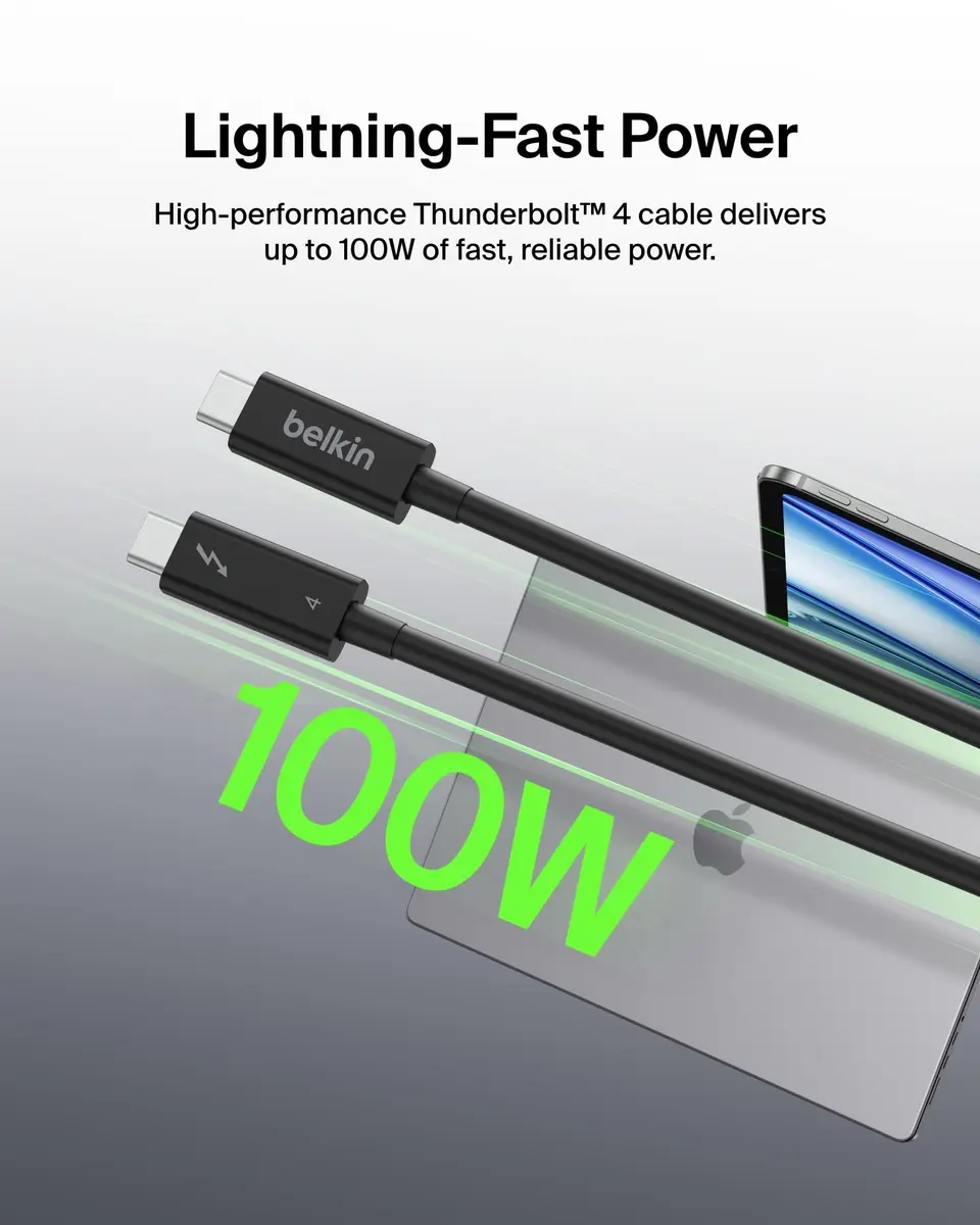 Belkin Thunderbolt 4 Cable, 1M | 40Gbps Data & 100W Power Delivery - view 3