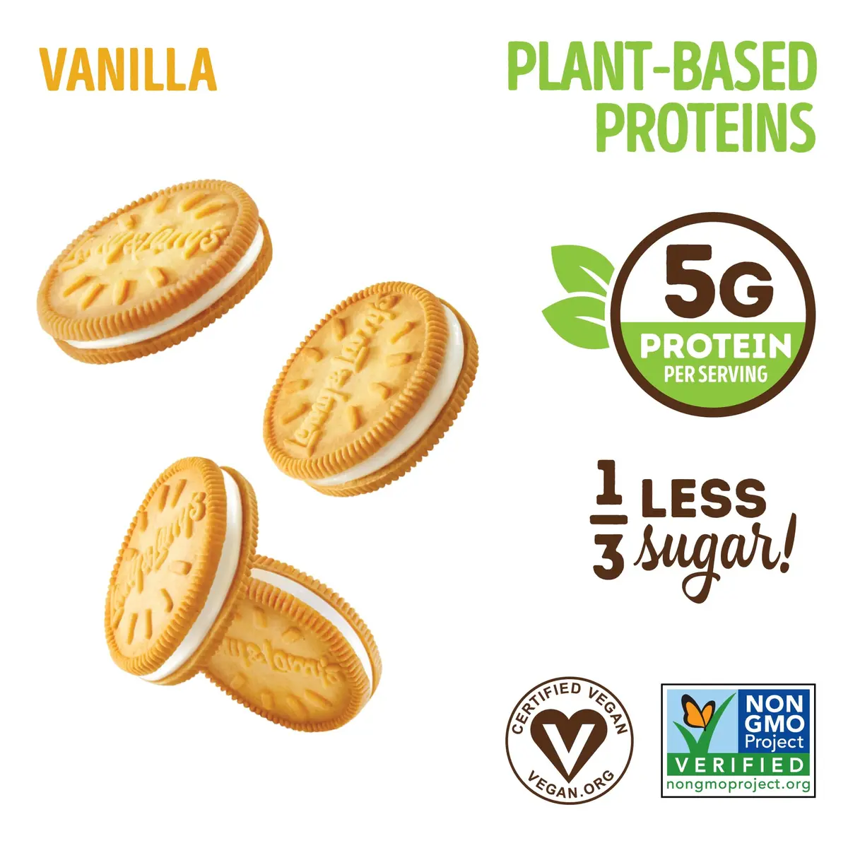 Lenny & Larry's Complete Cremes Vanilla Sandwich Cookies 2.86oz (81g) | Plant-Based Protein & Less Sugar - view 2