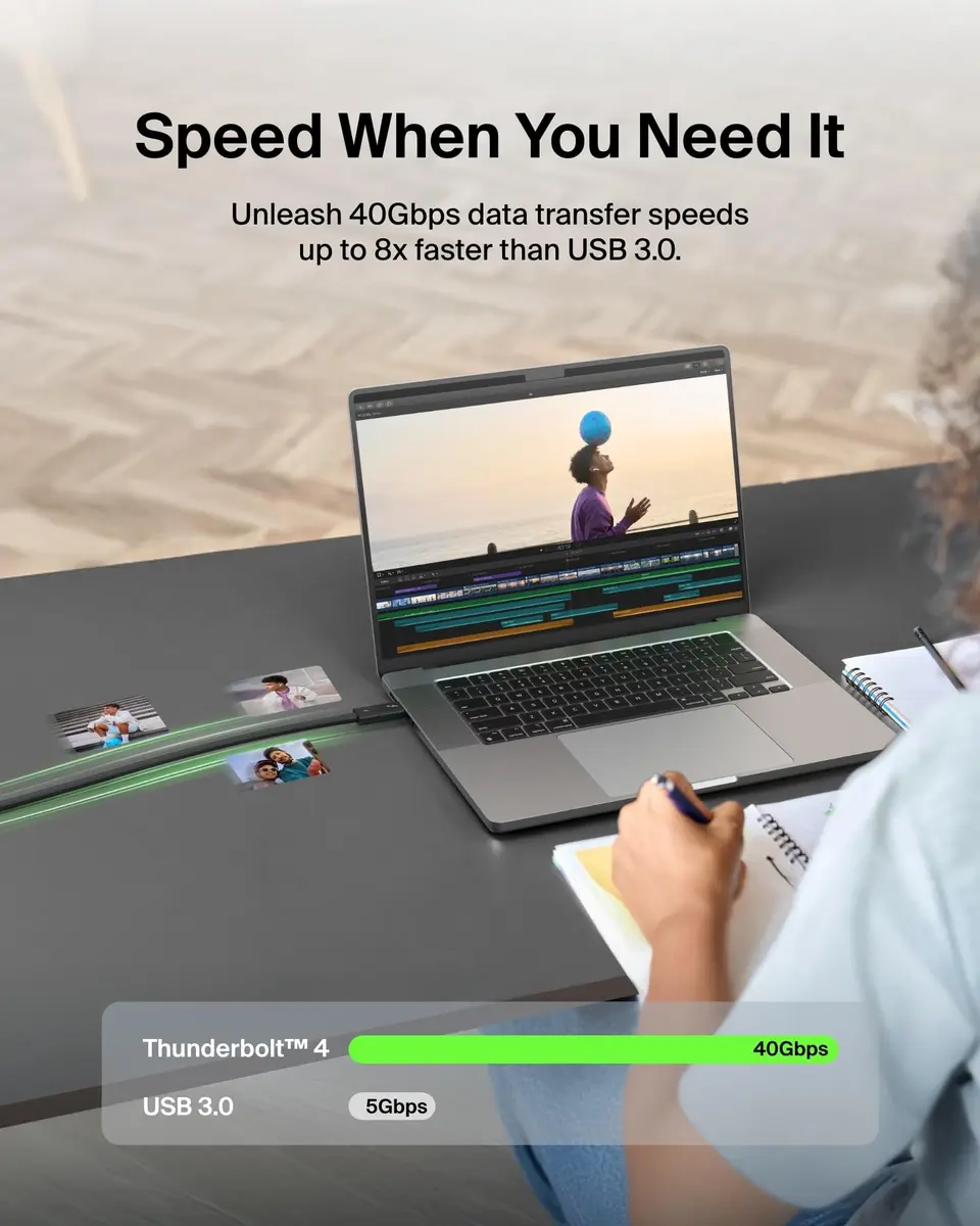 Belkin Thunderbolt 4 Cable 2M | 100W PD, USB4 Compliant, Fast Data & Video Transfer - view 4
