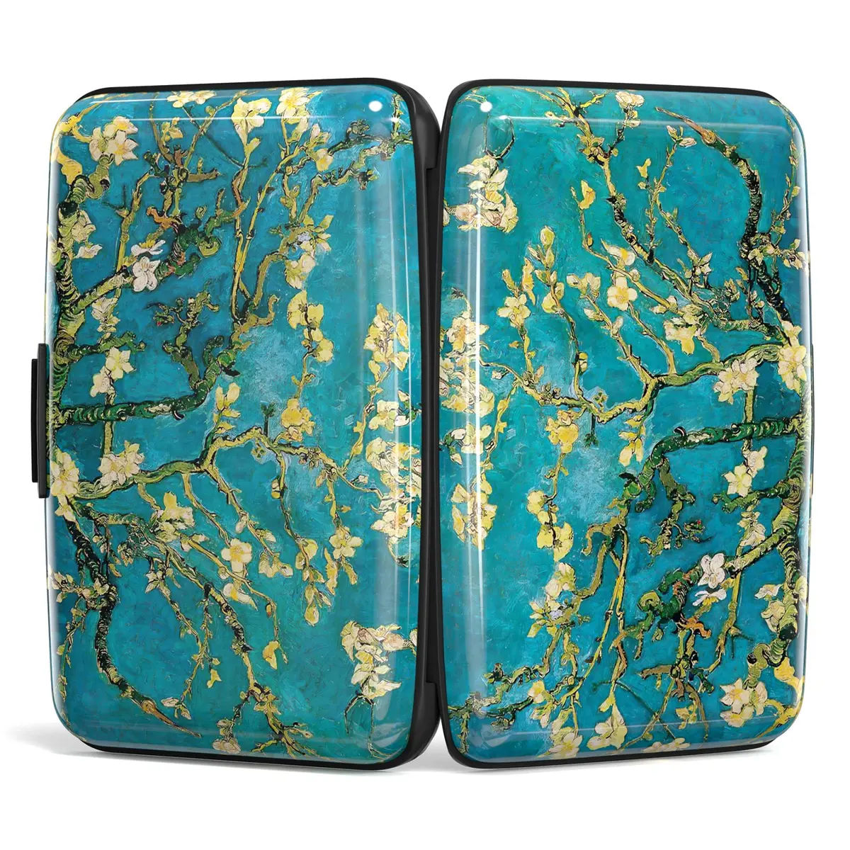 Atufsuat Mini Aluminum Card Wallet RFID Blocking Slim Metal Hard Card Case for Women Men, Almond Blossom | 6 Card Slots - view 5