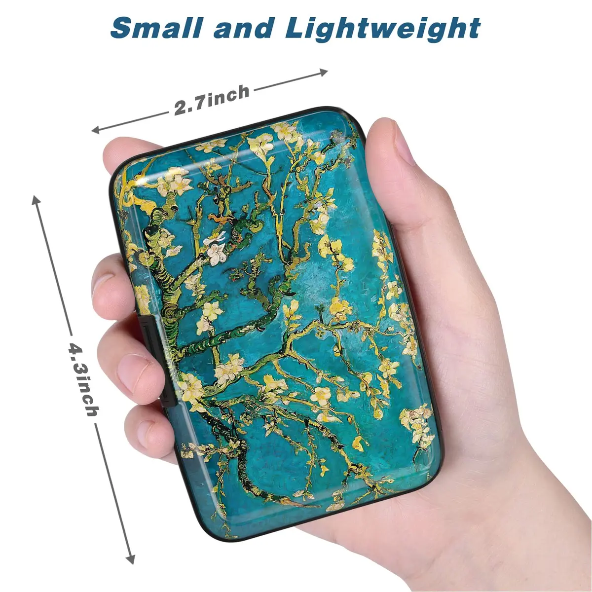 Atufsuat Mini Aluminum Card Wallet RFID Blocking Slim Metal Hard Card Case for Women Men, Almond Blossom | 6 Card Slots - view 3