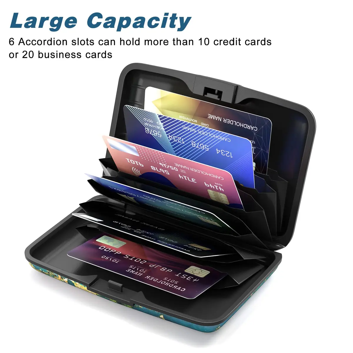 Atufsuat Mini Aluminum Card Wallet RFID Blocking Slim Metal Hard Card Case for Women Men, Almond Blossom | 6 Card Slots - view 4