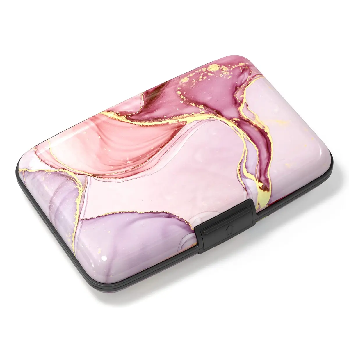 Atufsuat Credit Card Holder, Pink Marble | RFID Blocking Slim Aluminum Wallet for Women Men - main product image