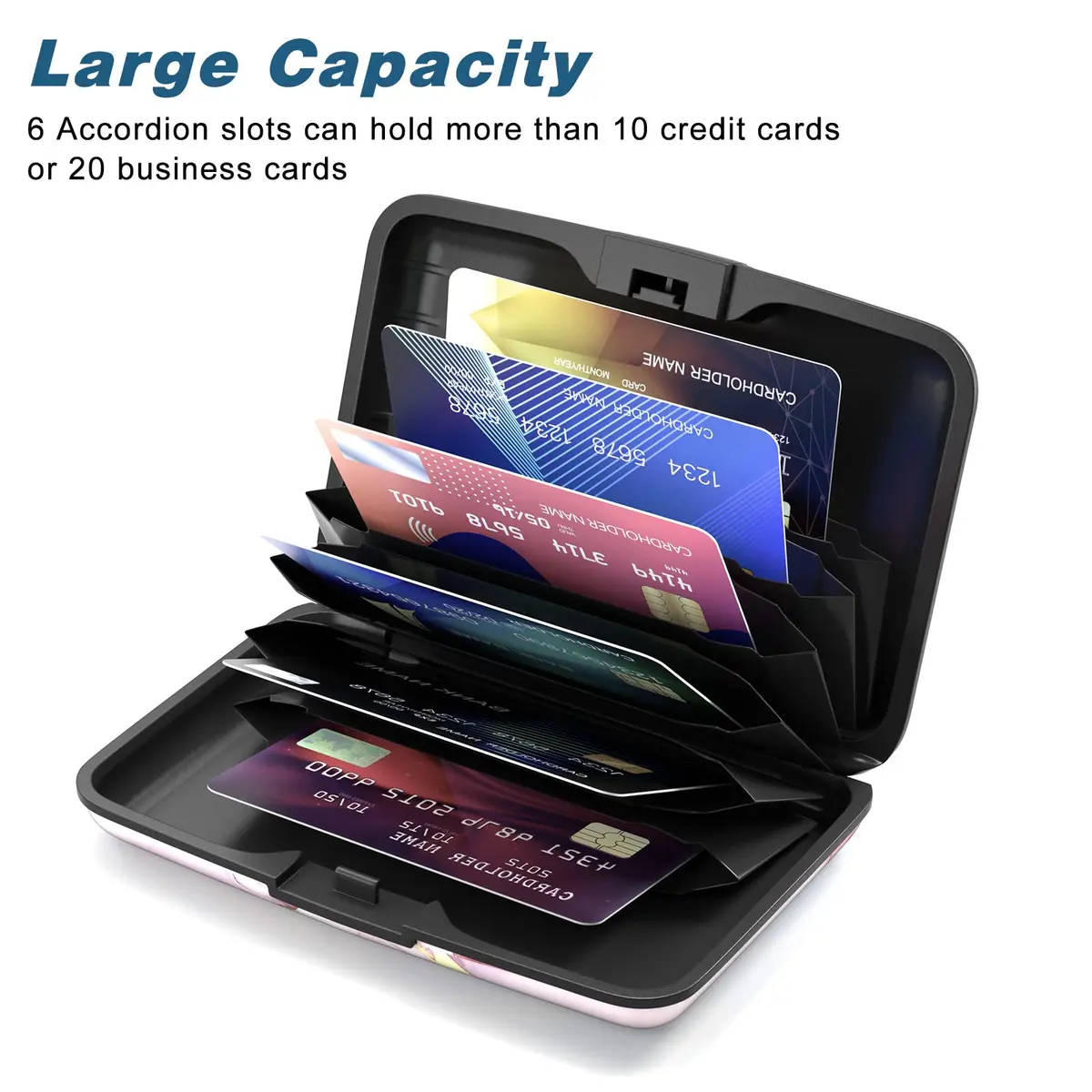 Atufsuat Credit Card Holder, Pink Marble | RFID Blocking Slim Aluminum Wallet for Women Men - view 4