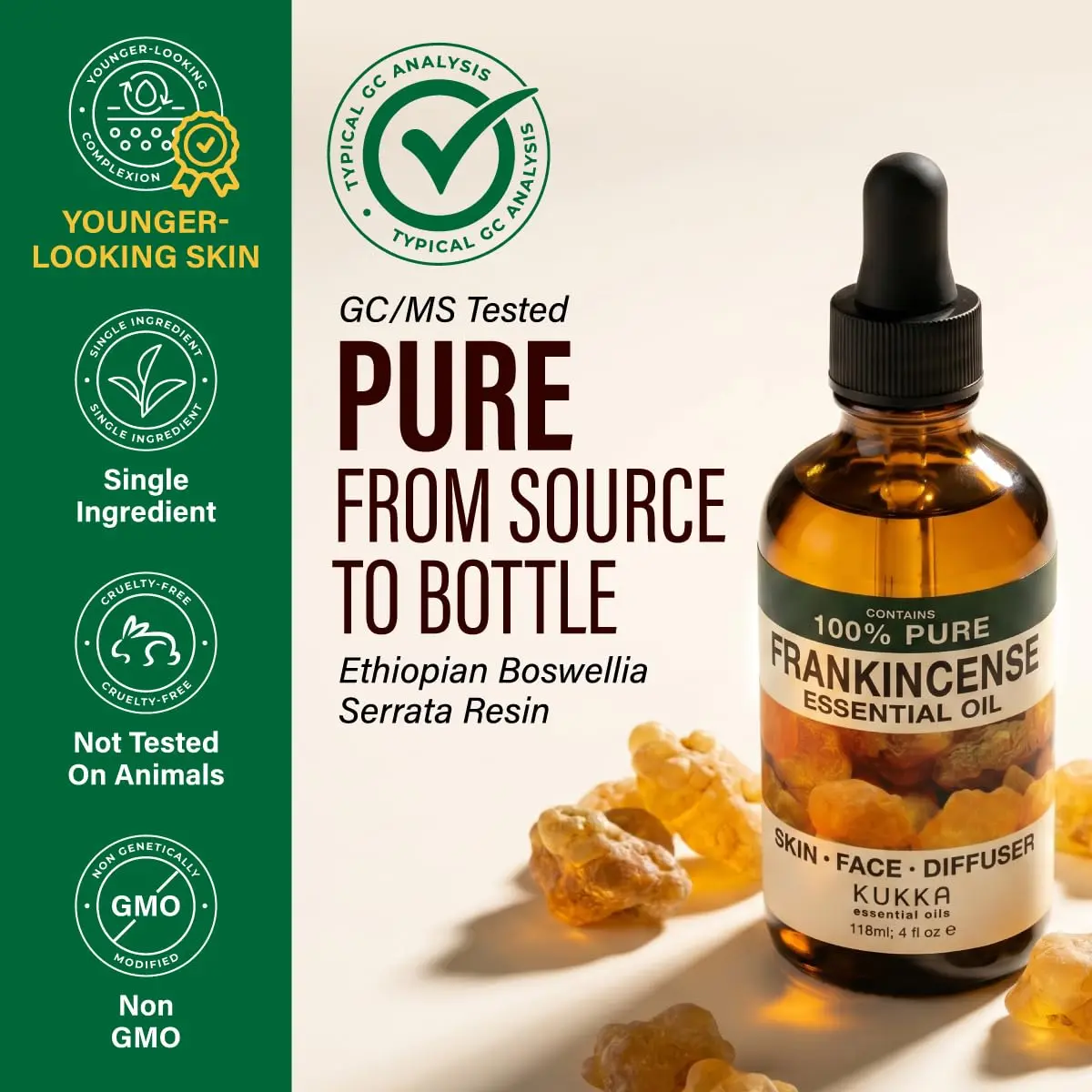 KUKKA Frankincense Essential Oil 118ml (4 Fl Oz) | Pure Natural Oil for Skin, Face, Body & DIY Soap Making - view 3