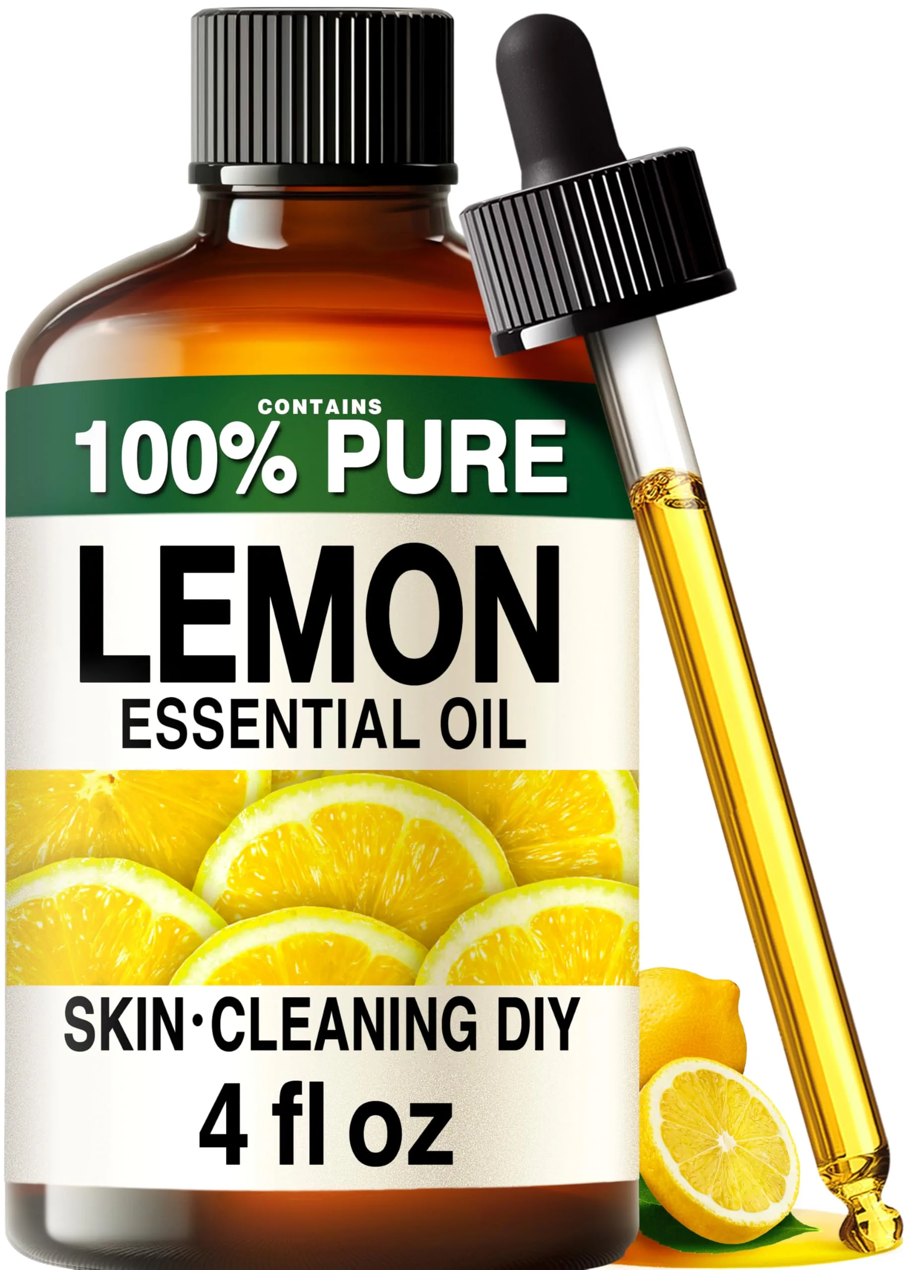 KUKKA Essential Oils Pure Lemon Oil 4 Fl Oz | GC-MS Tested, Cold-Pressed from Italian Lemons - main product image