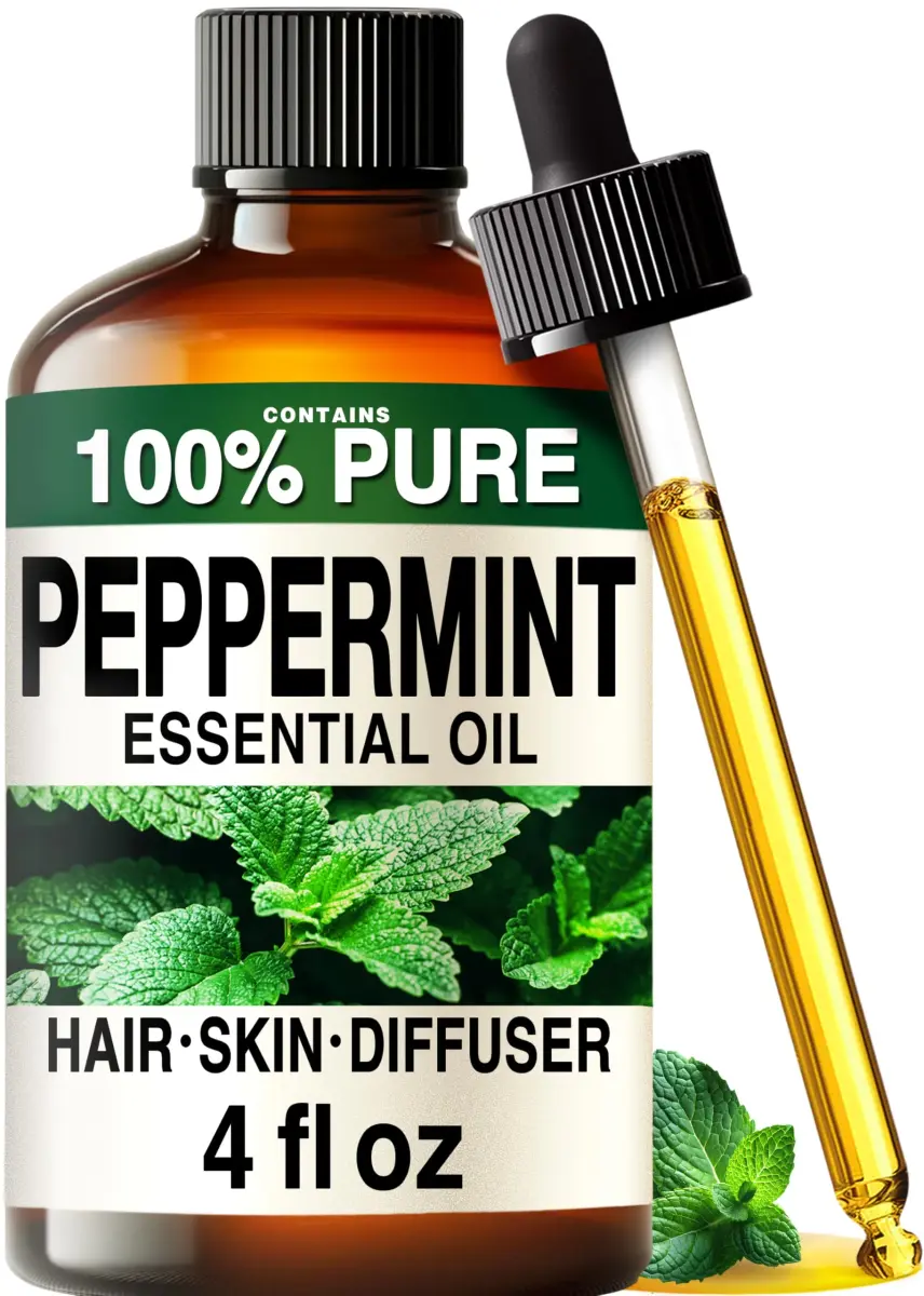 KUKKA Essential Oils Pure Peppermint Oil 120ml (4 Fl Oz) | Steam-Distilled GCMS Tested for Hair, Skin, Diffuser, Aromatherapy & DIY Soap Making Scent - main product image